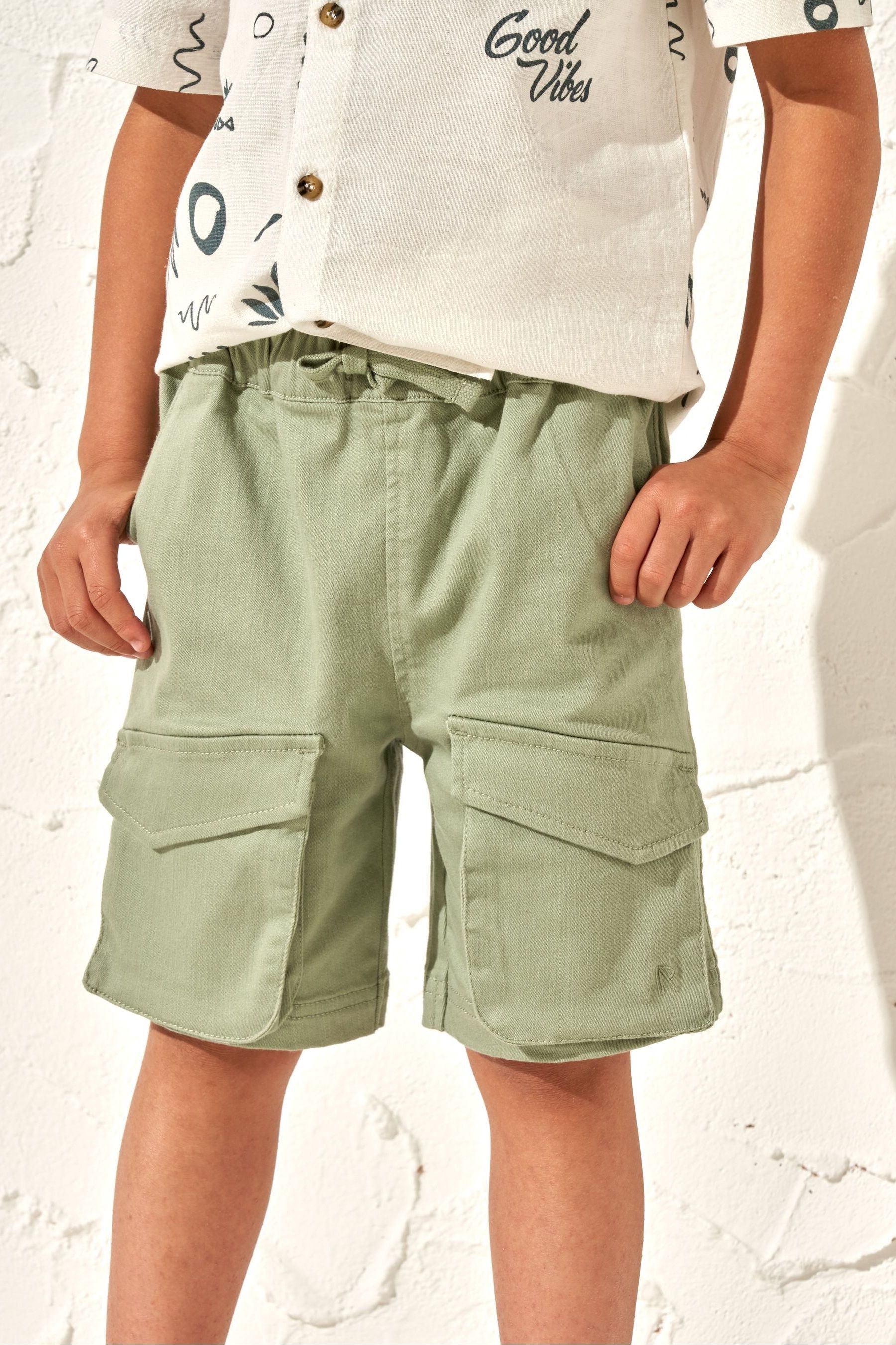 Angel & Rocket Green Niko Cargo Washed Denim Shorts