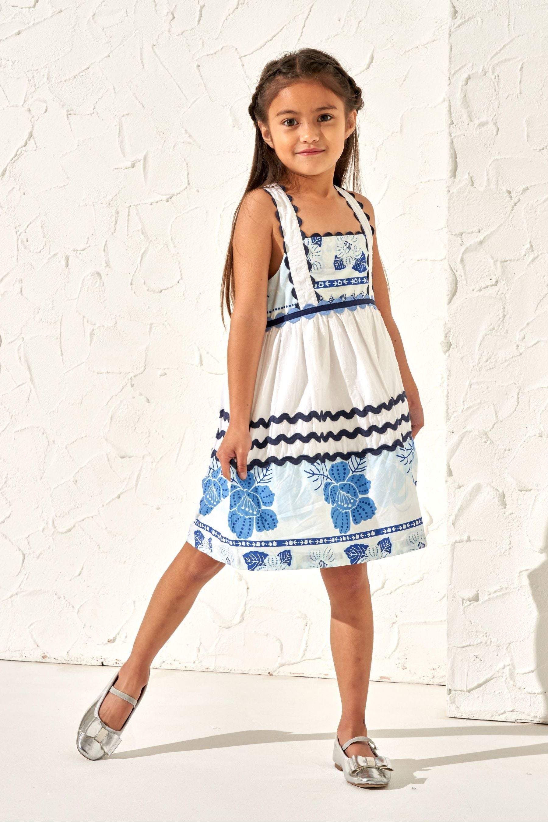 Blue Angel & Rocket Print Connie Rik Rak Sundress