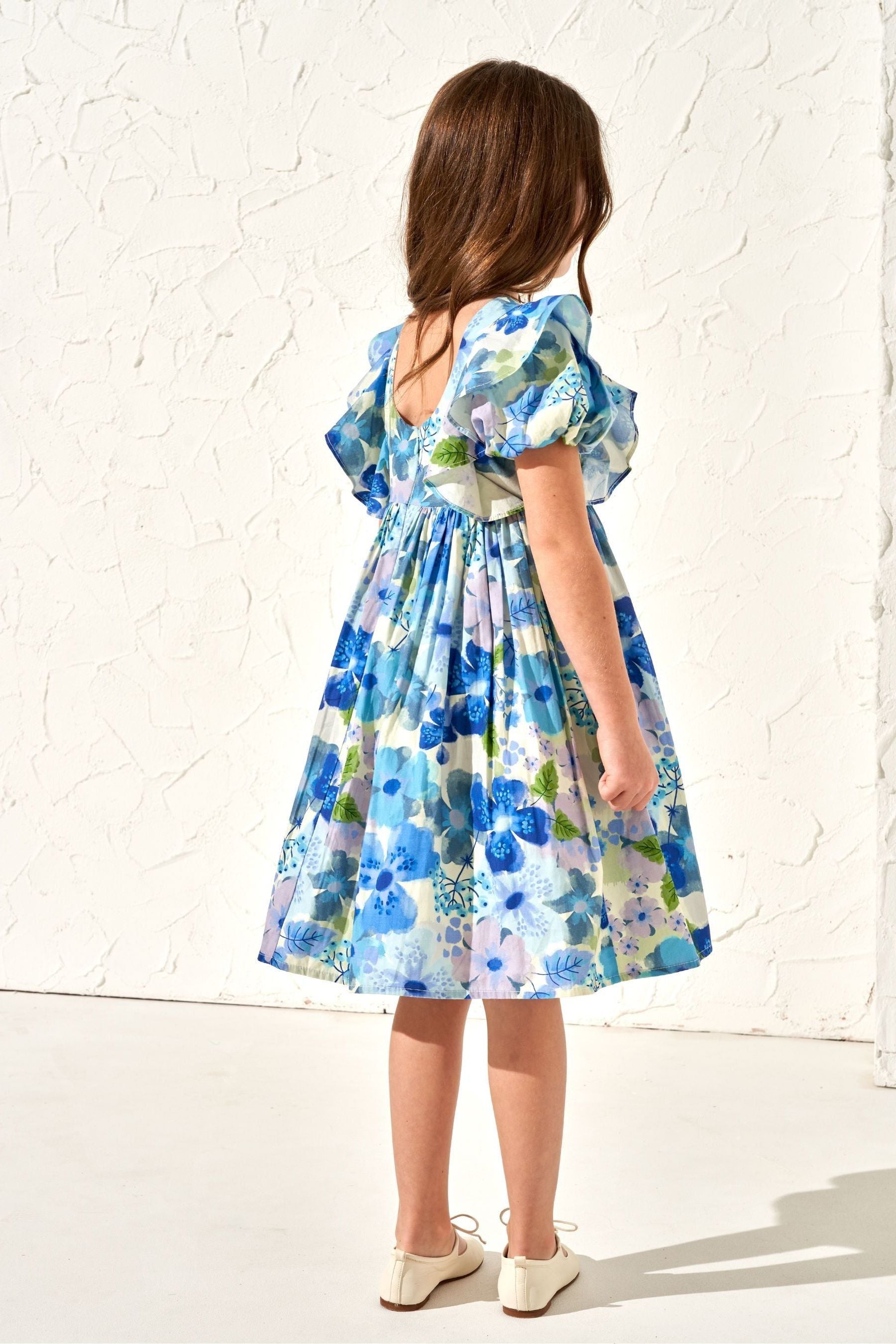 Blue Angel & Rocket Celia Floral Print Puff Sleeve Dress