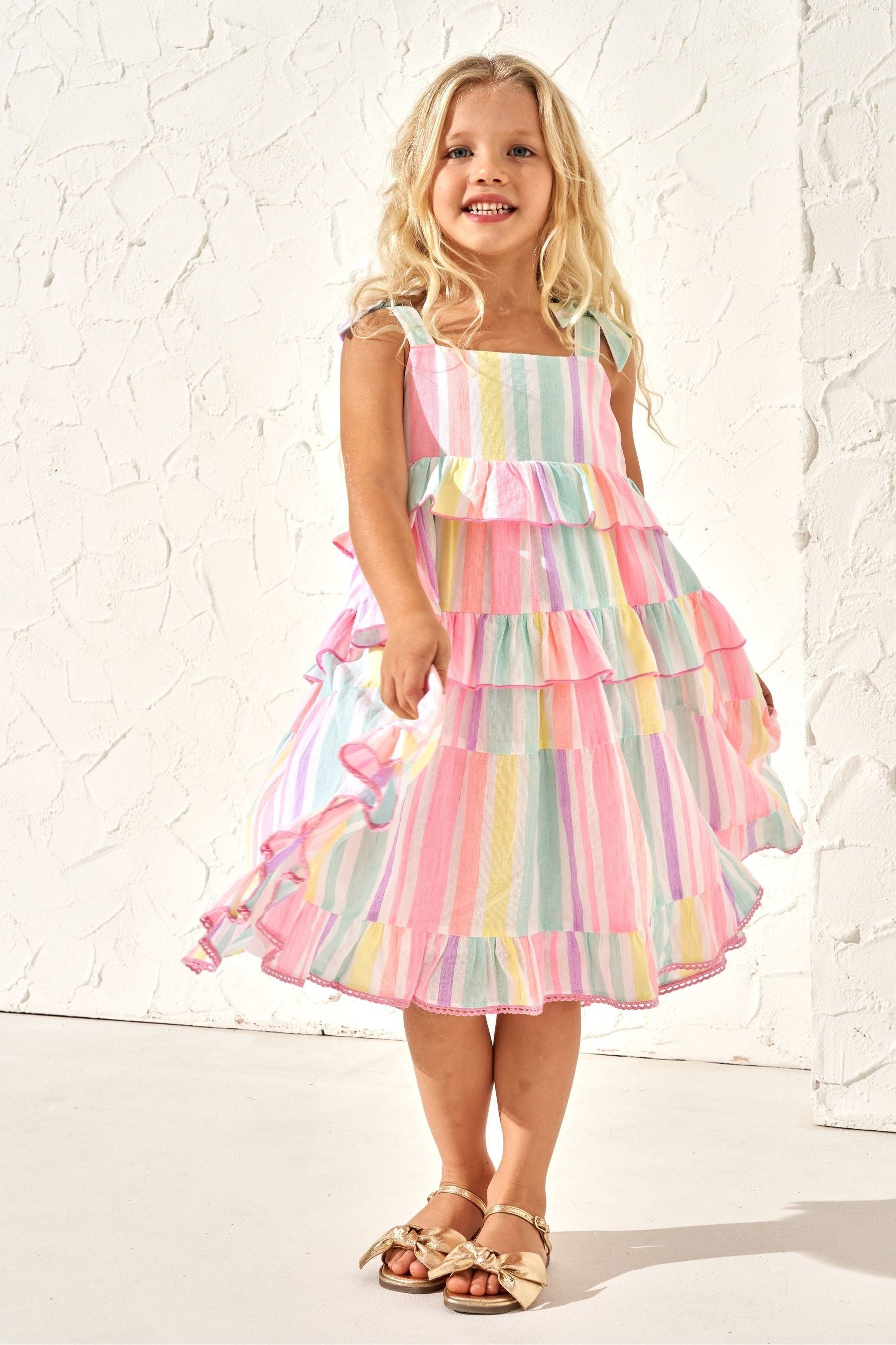 Pink Angel & Rocket Pinki Nola Multi Bright Stripe Dress