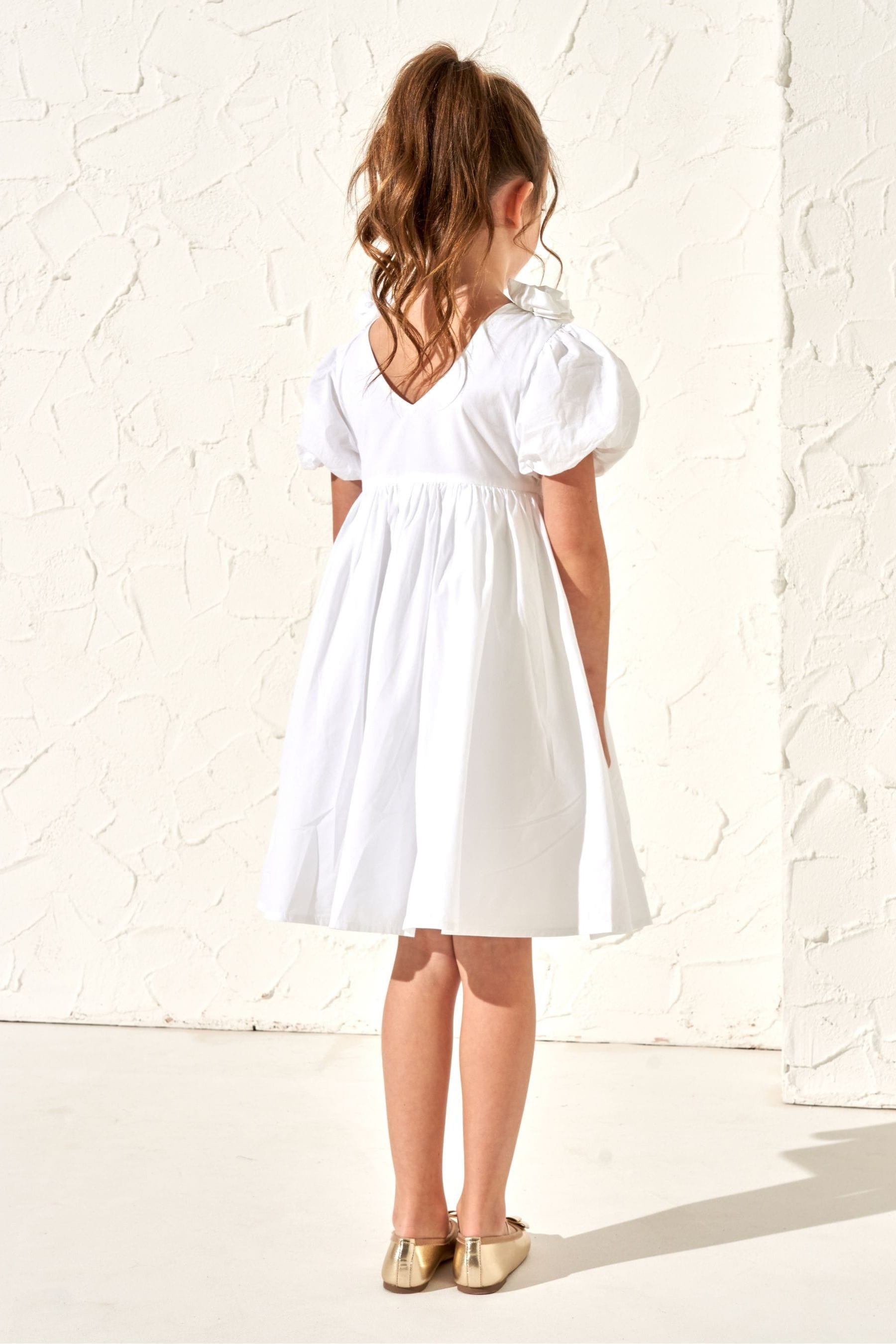 White Angel & Rocket Rose Corsage Loretta Dress