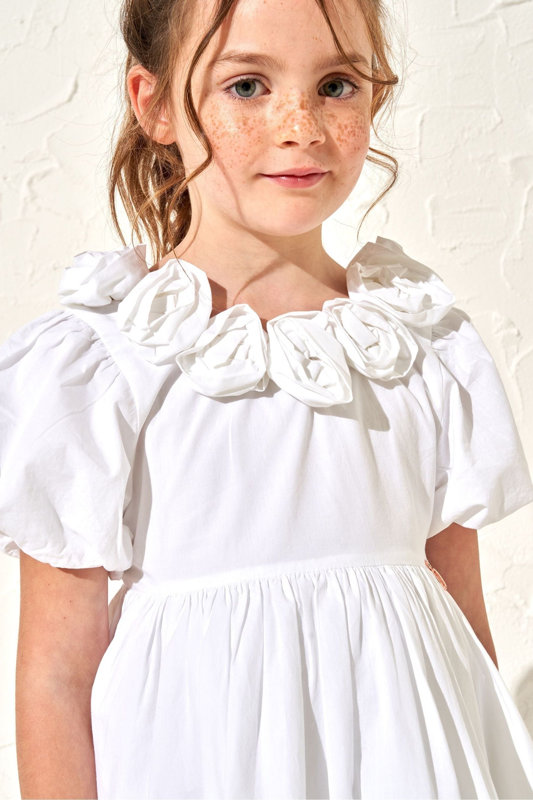 White Angel & Rocket Rose Corsage Loretta Dress