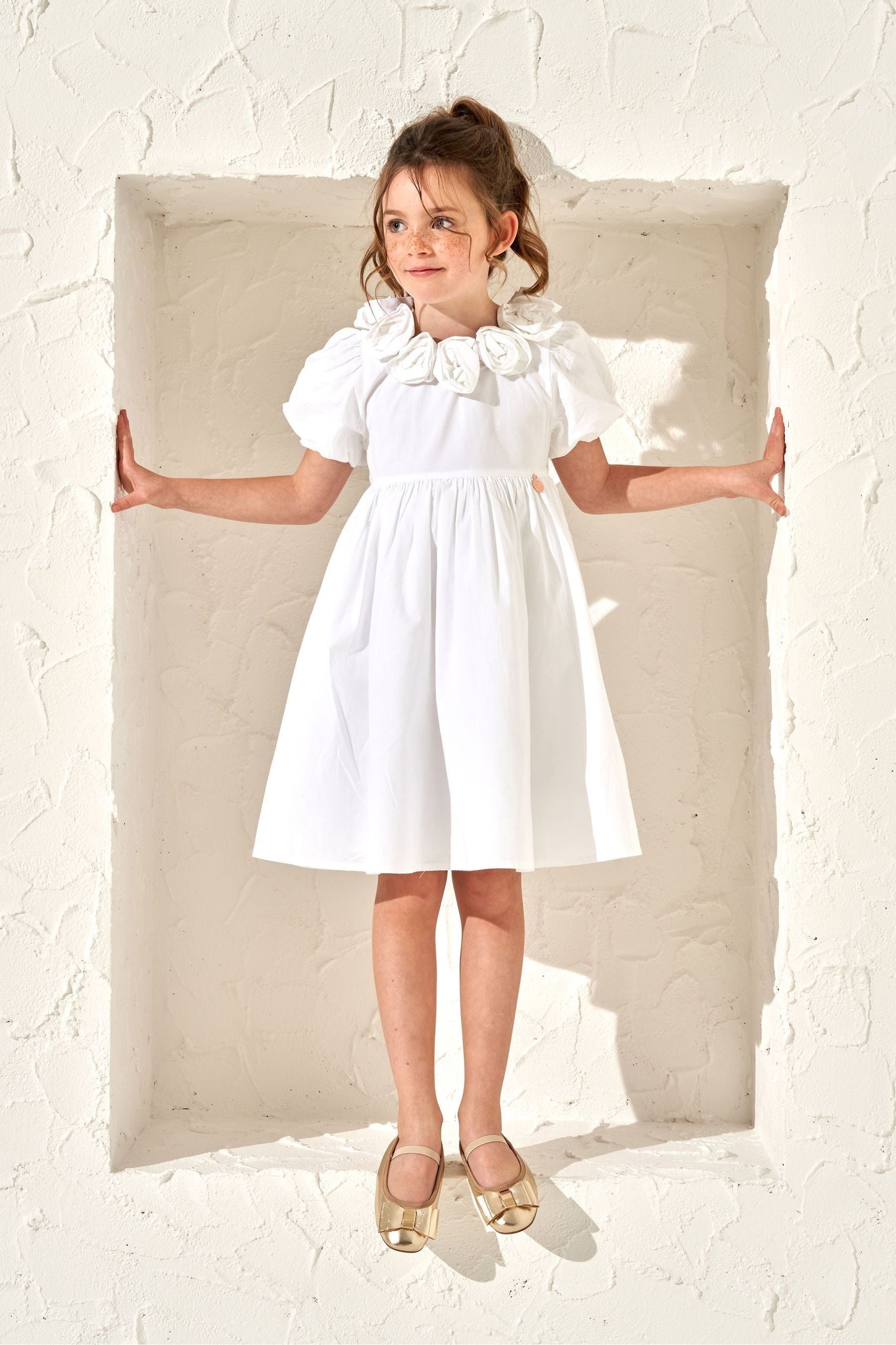 White Angel & Rocket Rose Corsage Loretta Dress