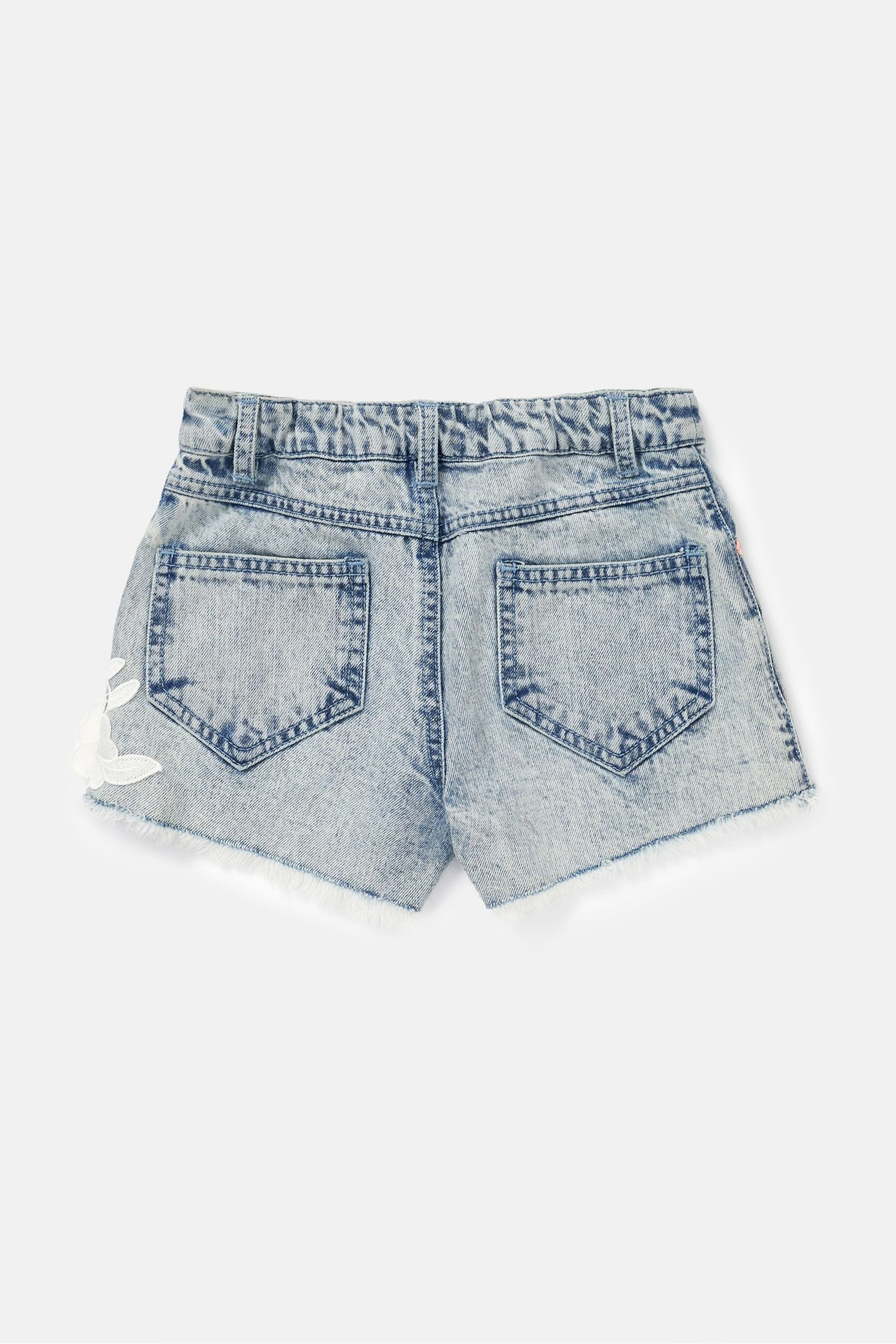 Angel & Rocket Blue Fleur Flower Denim Shorts