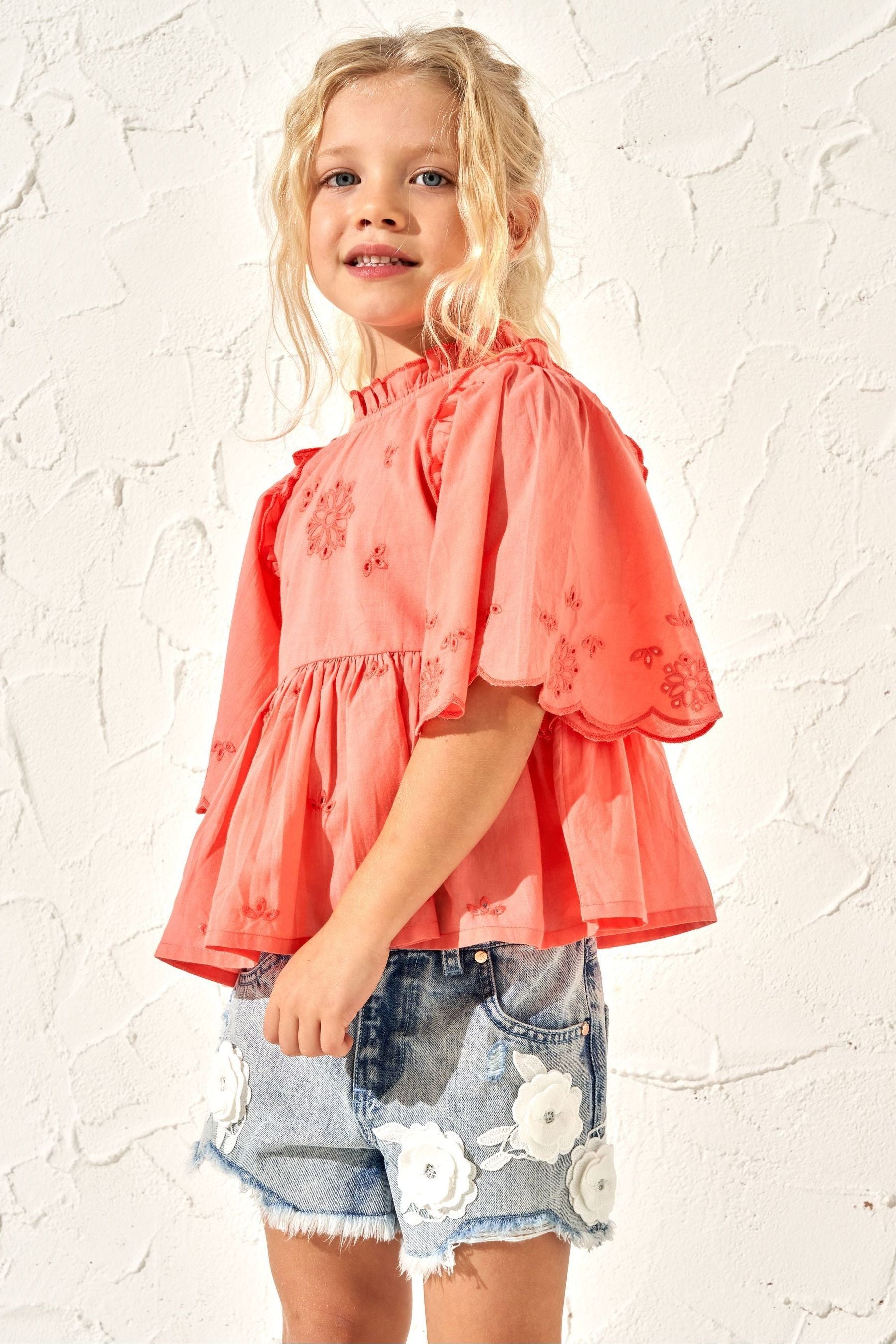 Angel & Rocket Orange Flo Broderie Swing Top