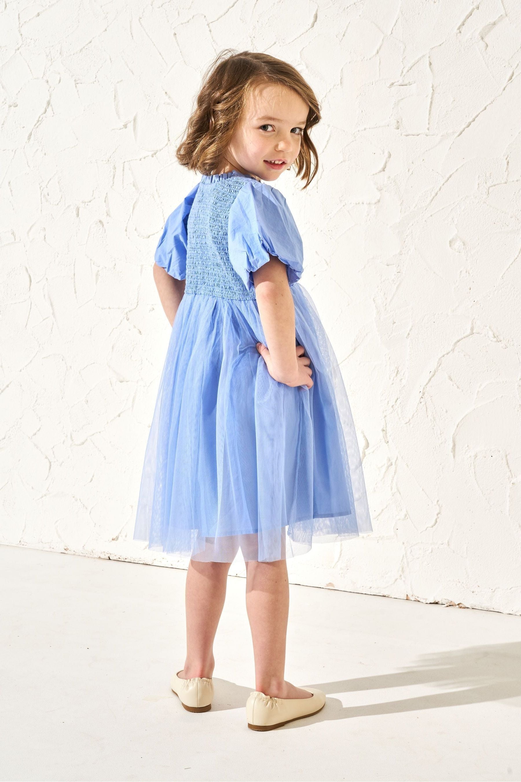 Angel & Rocket Blue Lyra Shirred Tutu Dress