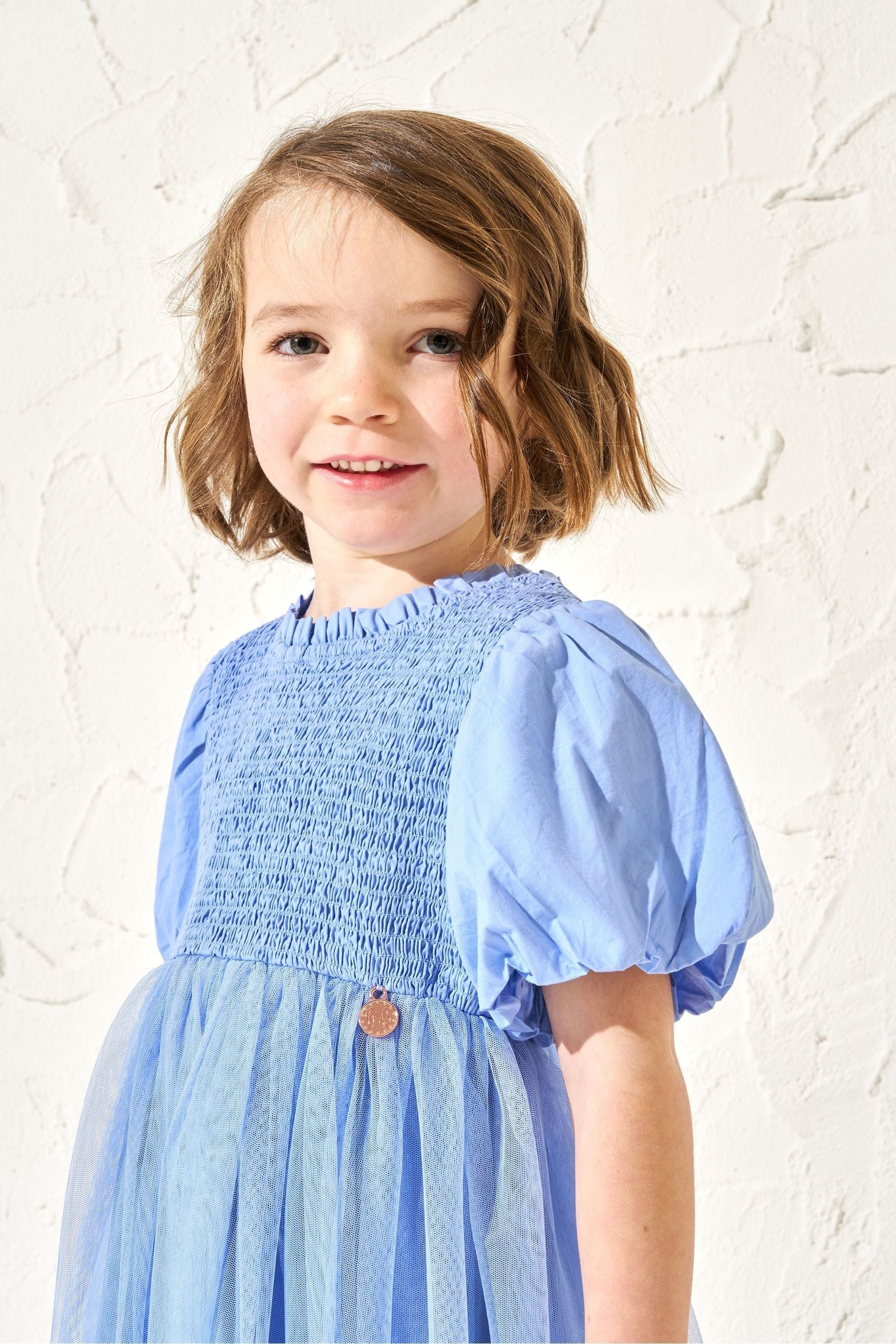 Angel & Rocket Blue Lyra Shirred Tutu Dress