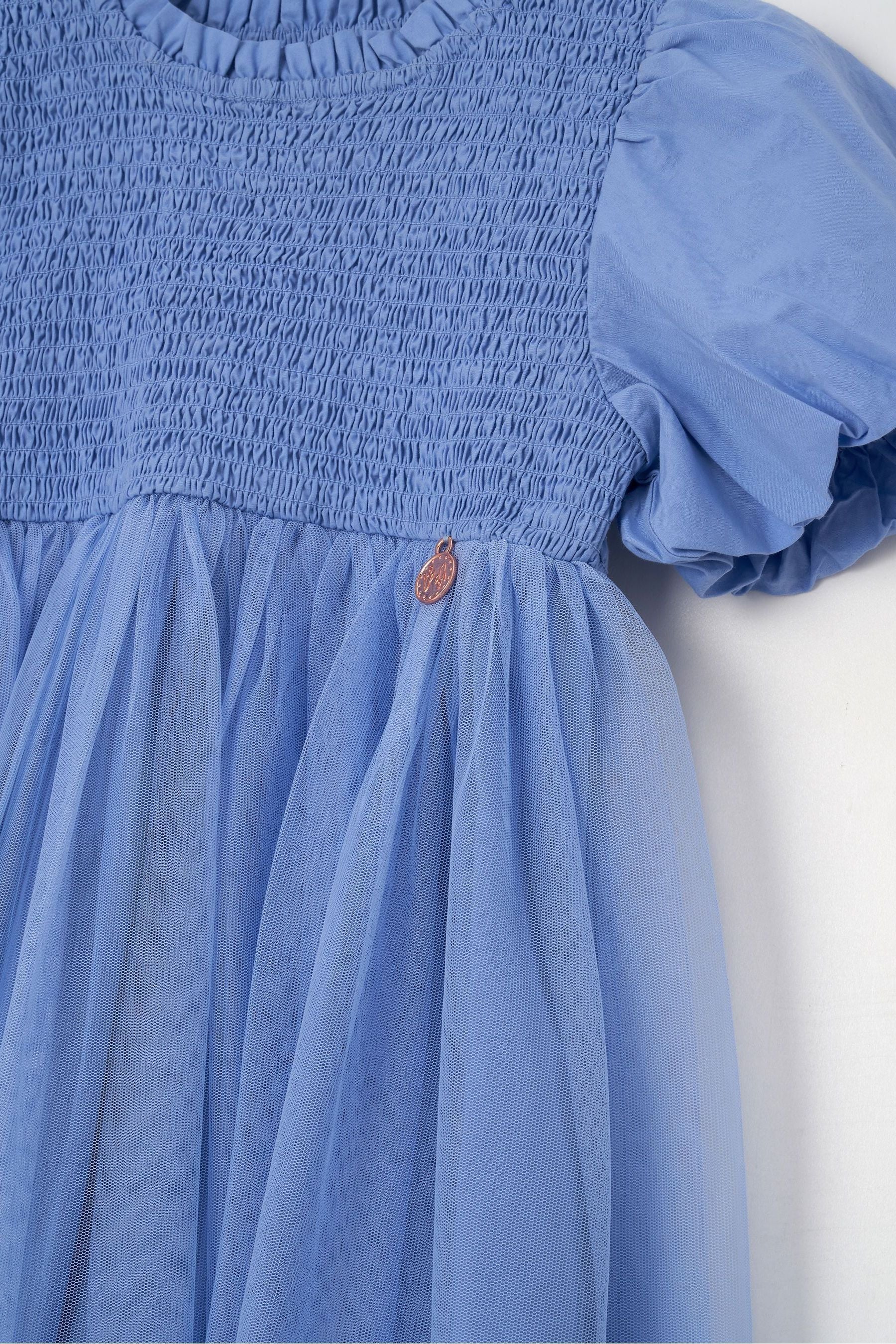 Angel & Rocket Blue Lyra Shirred Tutu Dress