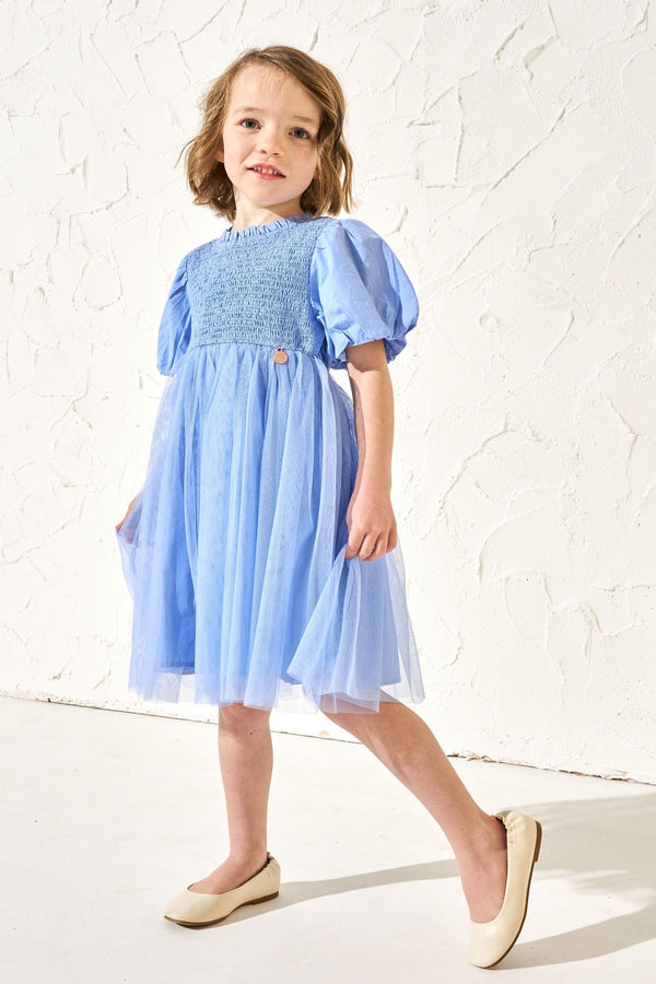 Angel & Rocket Blue Lyra Shirred Tutu Dress