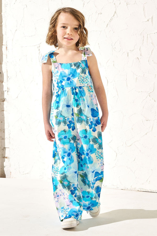 Angel & Rocket Blue Roma Floral Print 100% Cotton Jumpsuit