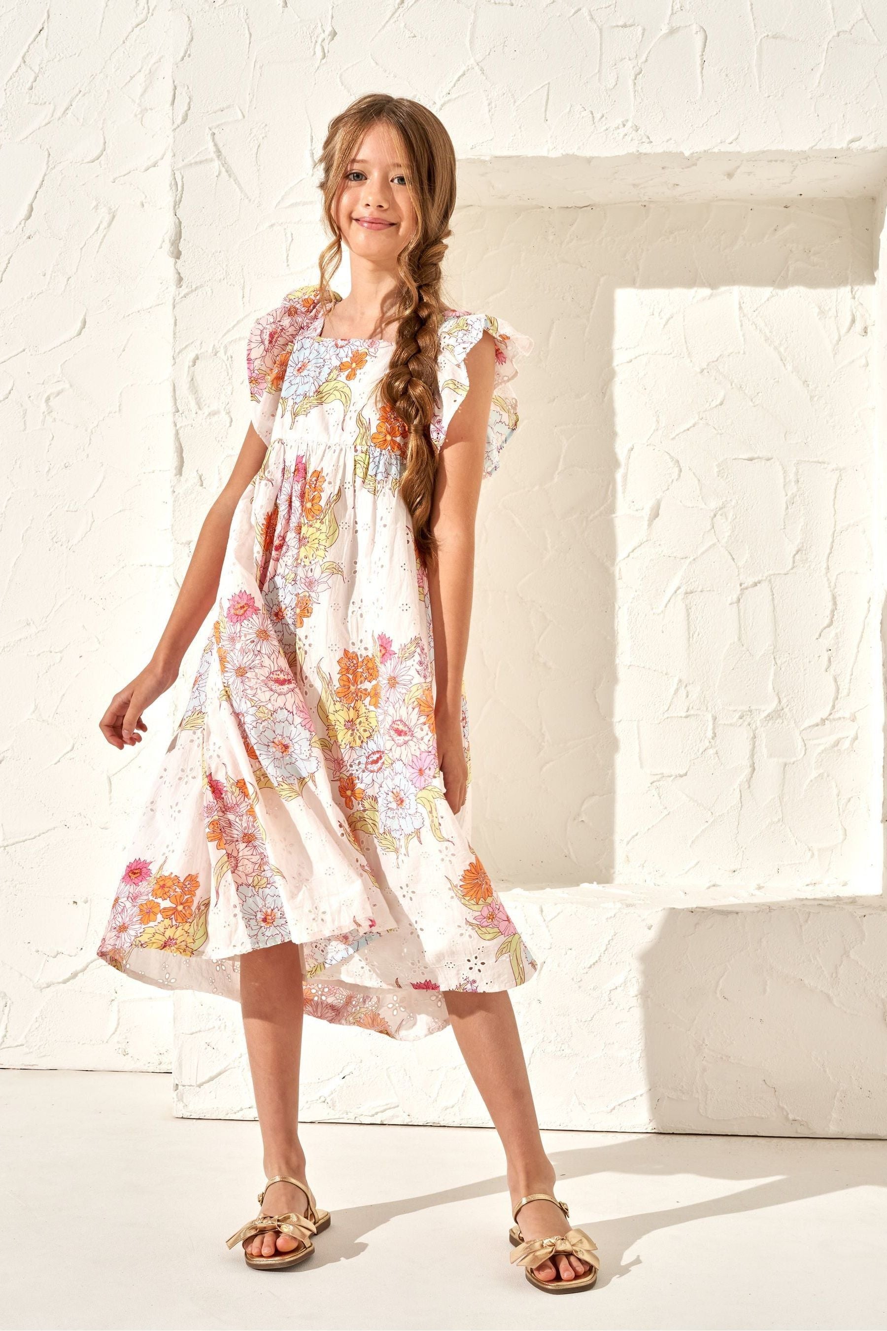 Nude Angel & Rocket Printed Lexi Broderie Maxi Dress