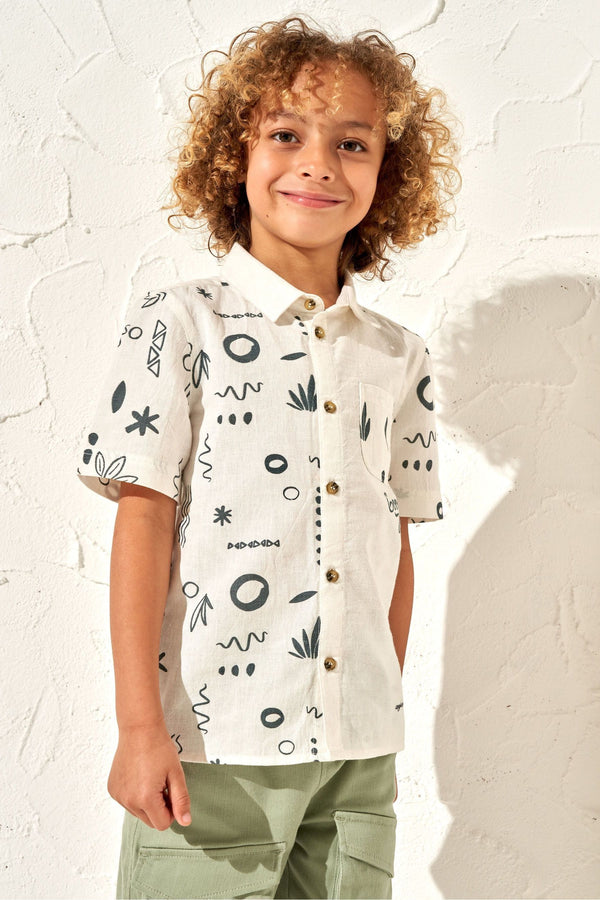 Angel & Rocket Cream Connor Textured Holiday Shirt