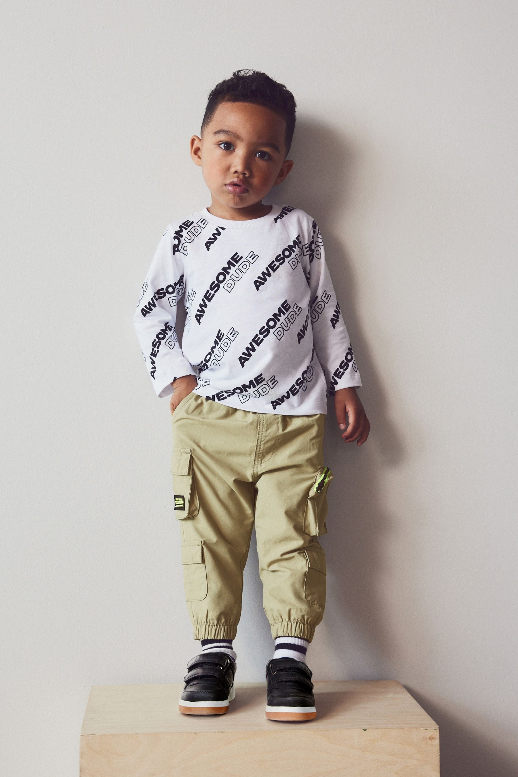 Stone Natural Multi Pocket Cargo Trousers (3mths-7yrs)