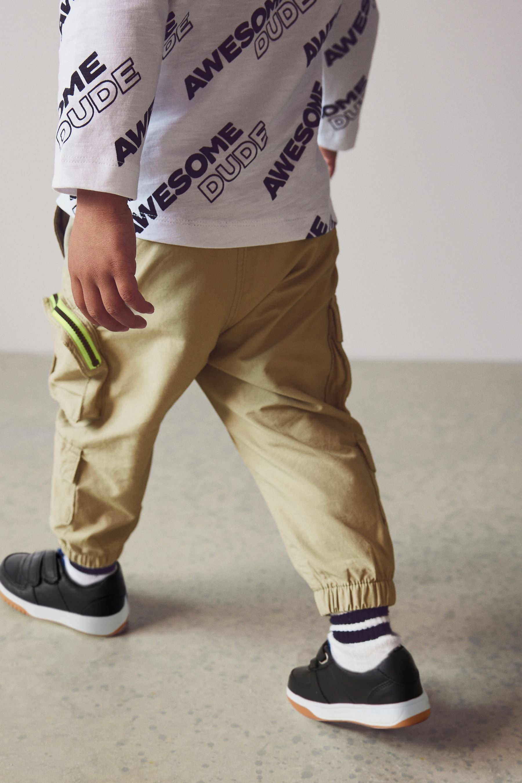 Stone Natural Multi Pocket Cargo Trousers (3mths-7yrs)