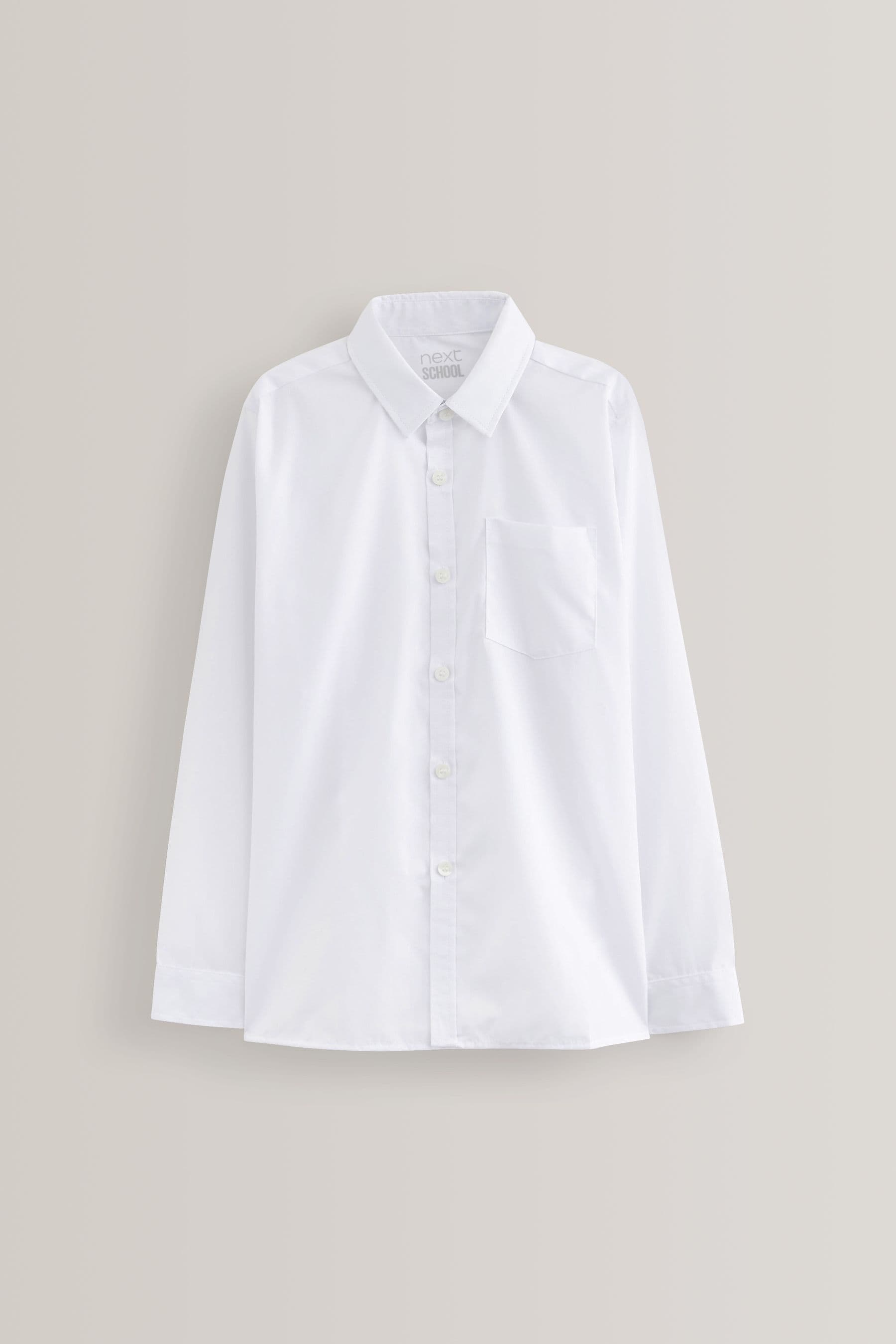 White Easy Fastening Long Sleeve School Shirts 2 Pack (3-12yrs)