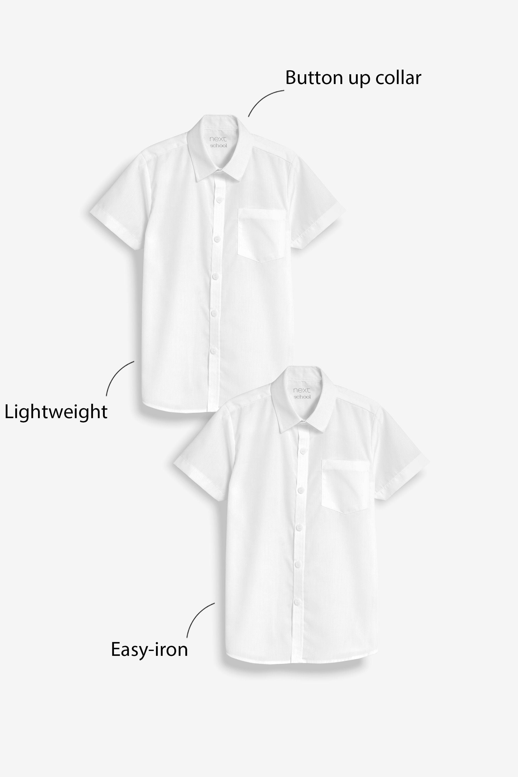 White Slim Fit 2 Pack Short Sleeve School Shirts (3-17yrs)