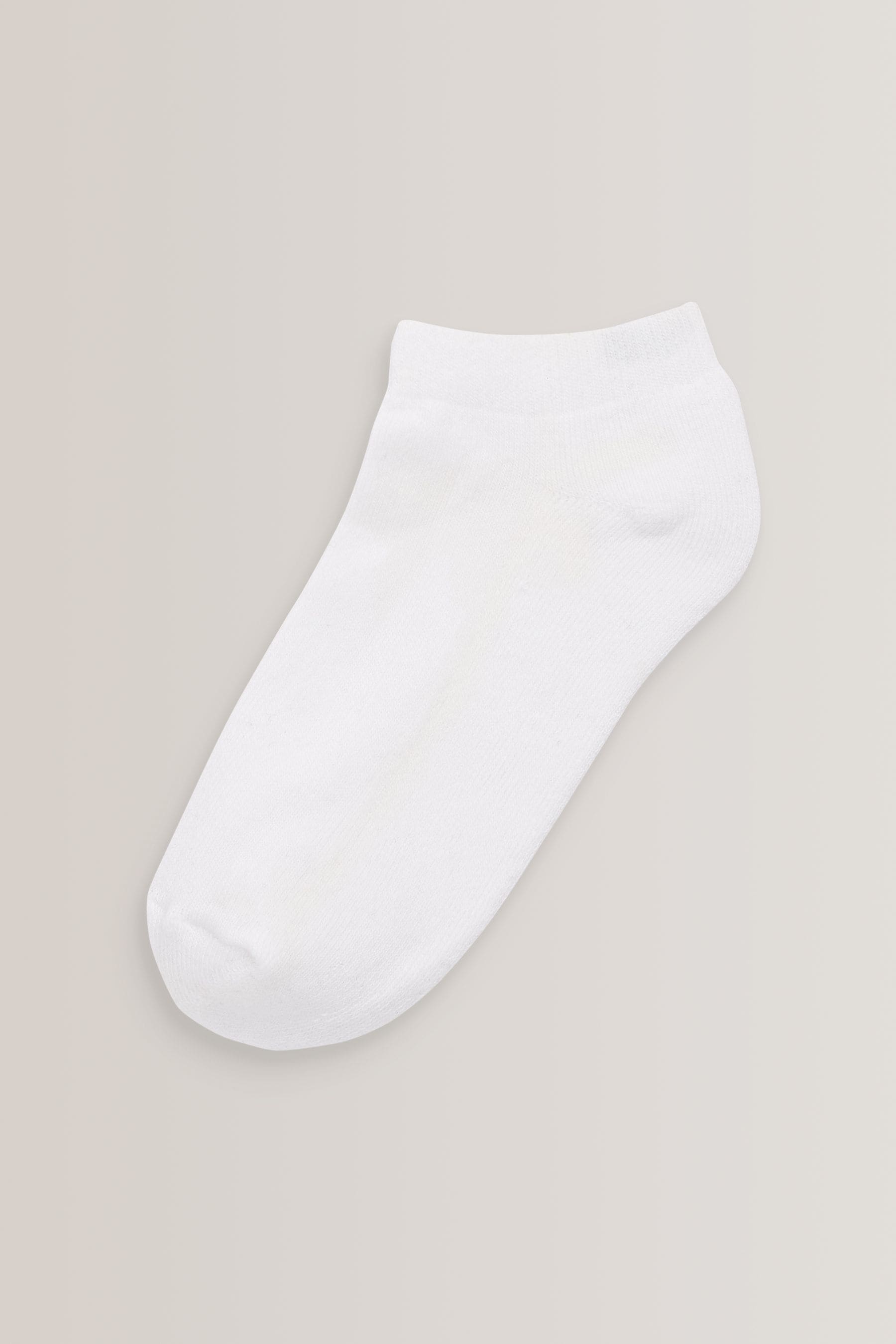 White 5 Pack Cushioned Footbed Sports Trainer Socks