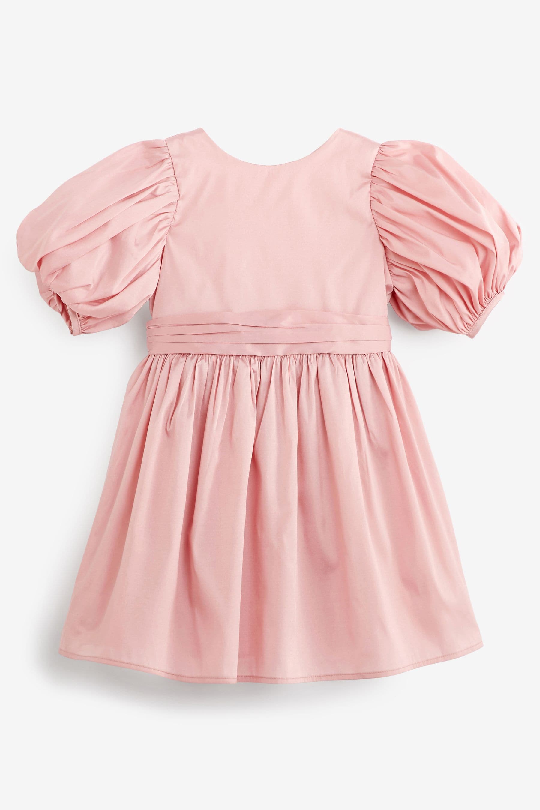 Pink Girl Taffeta Flower Print Bow Dress (3mths-8yrs)