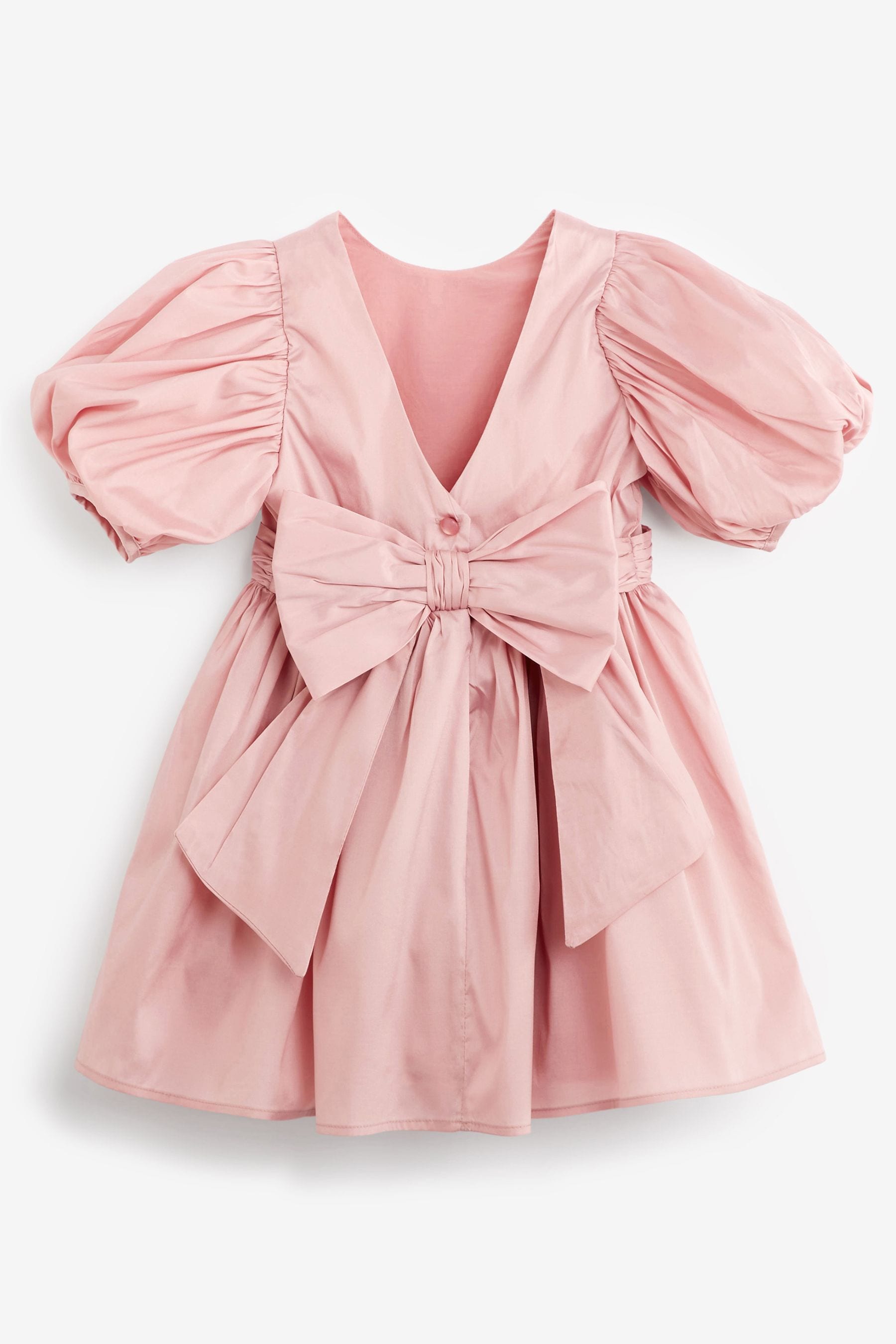 Pink Girl Taffeta Flower Print Bow Dress (3mths-8yrs)