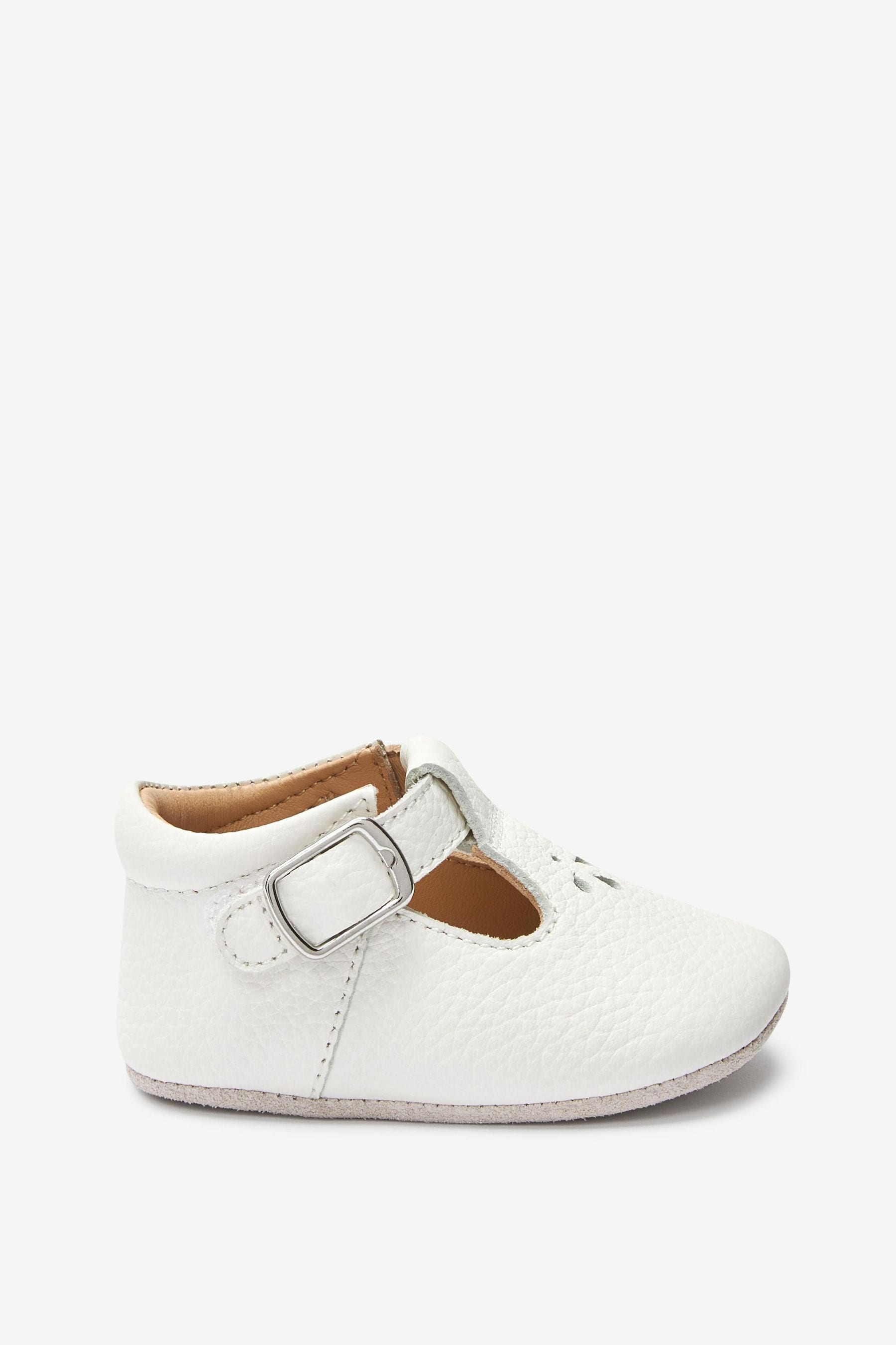 White Leather T-Bar Baby Shoes (0-24mths)