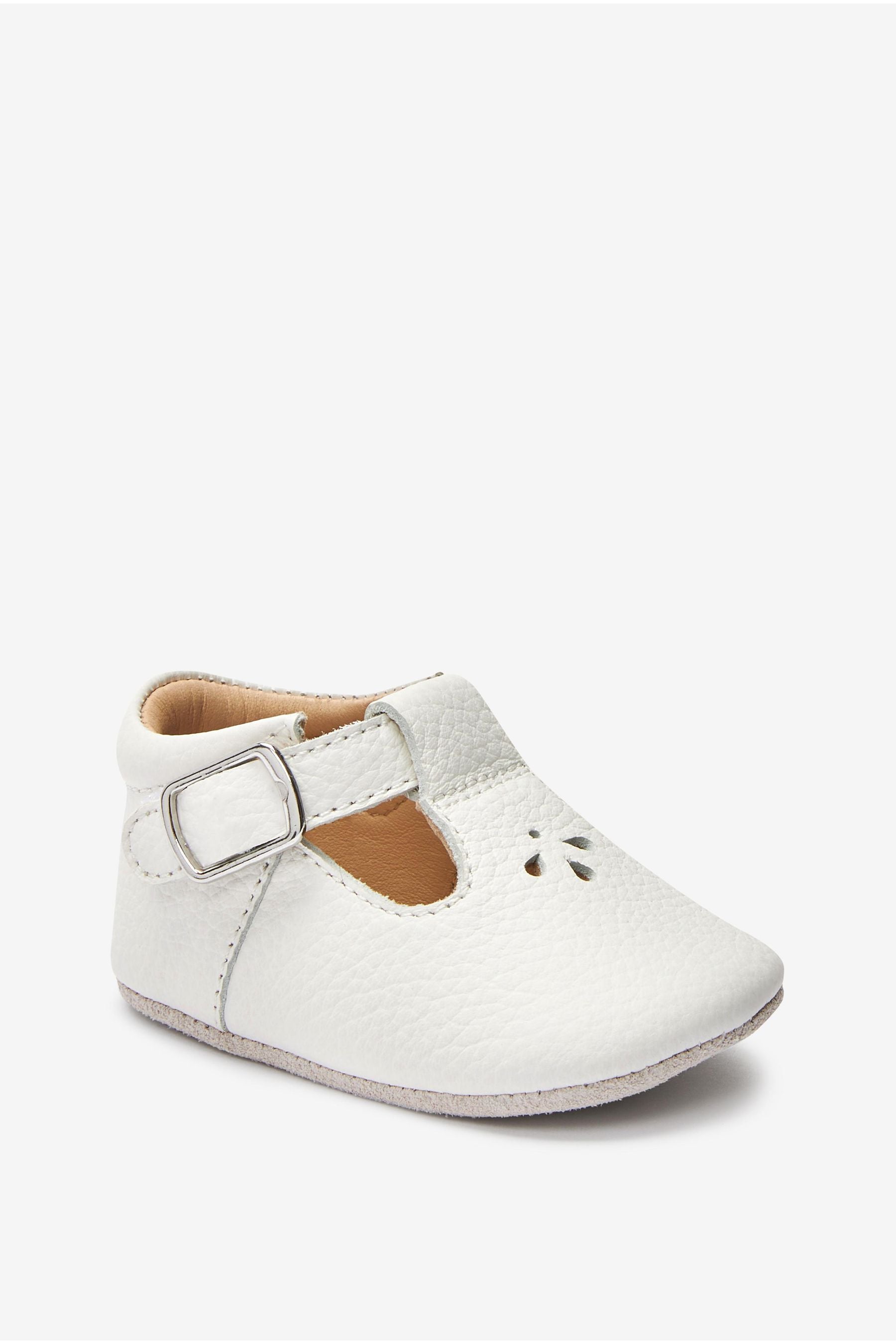 White Leather T-Bar Baby Shoes (0-24mths)