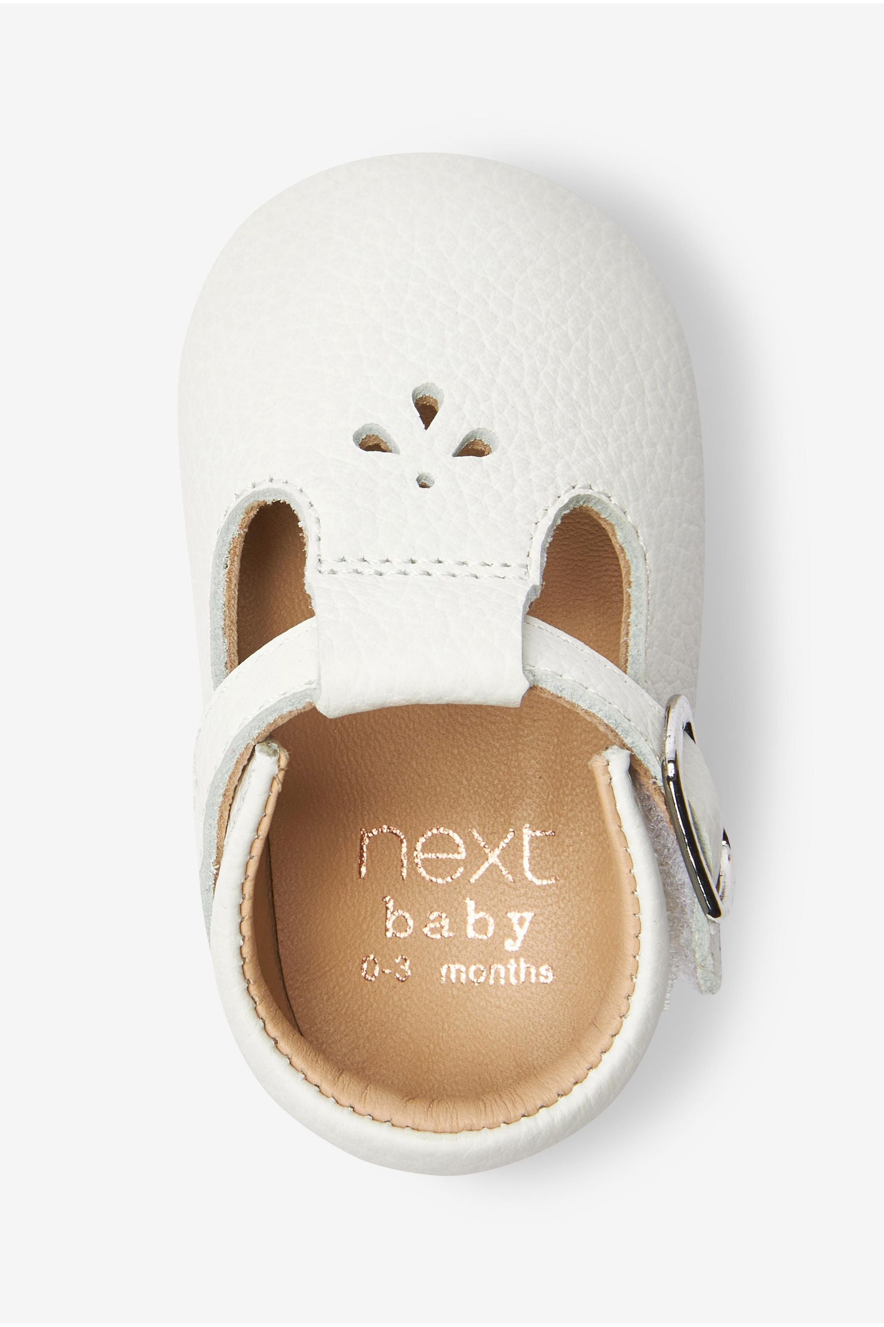 White Leather T-Bar Baby Shoes (0-24mths)