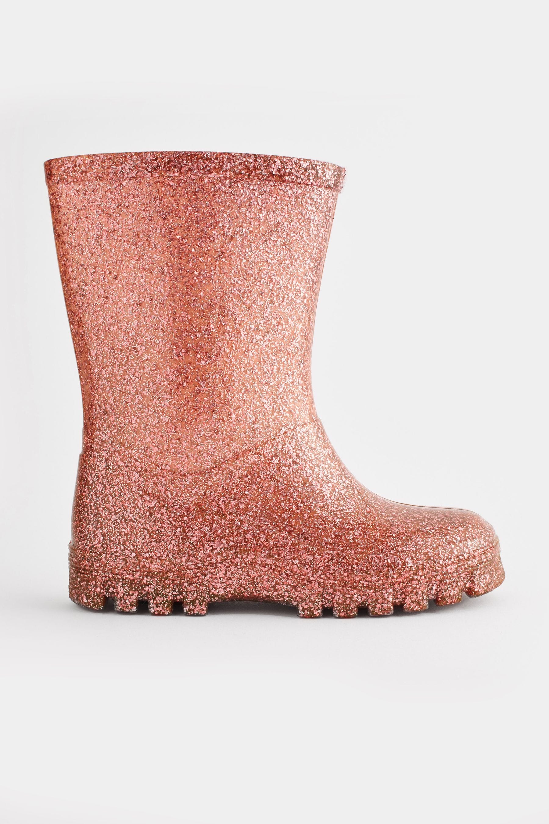 Rose Gold Pink Glitter Wellies