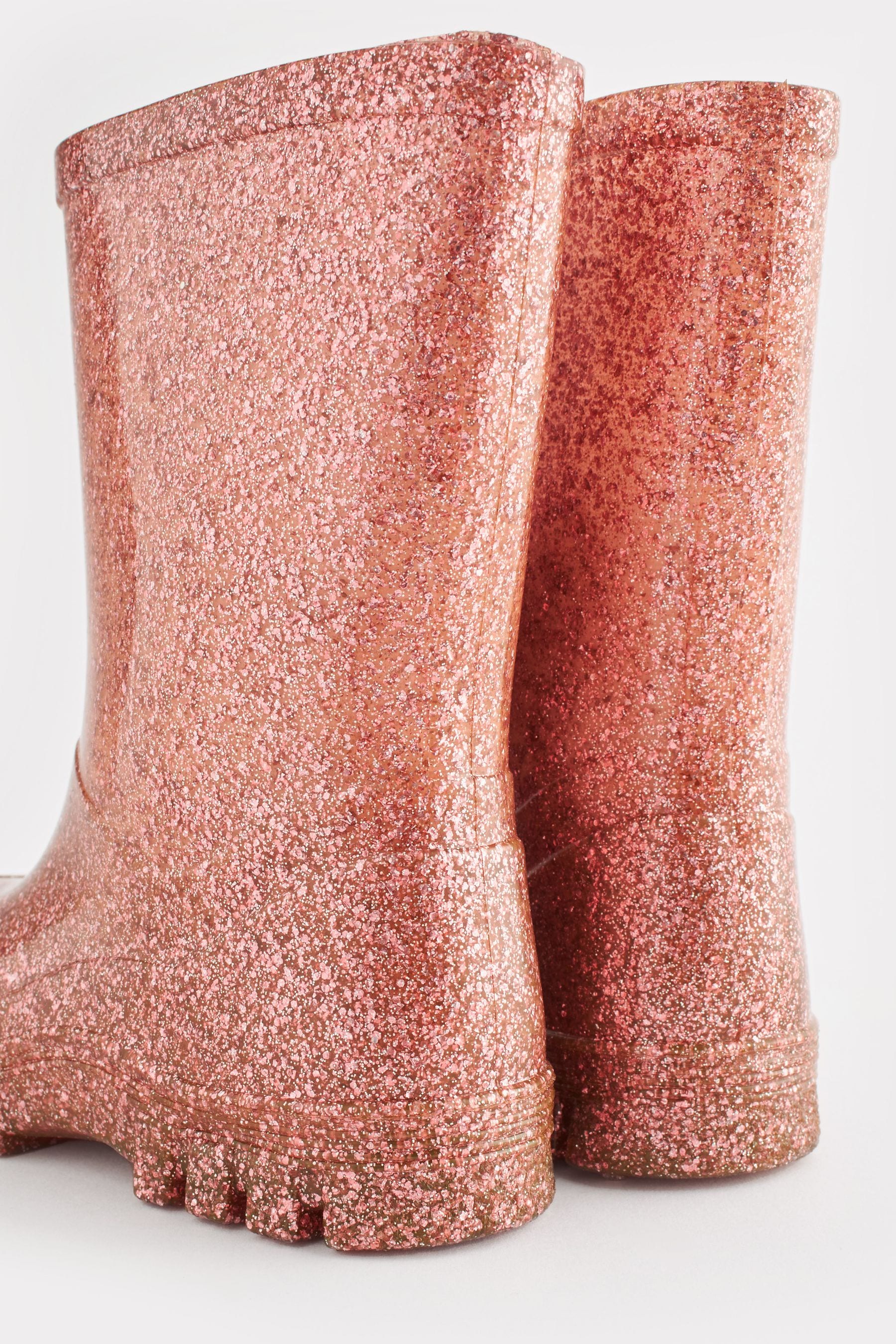 Rose Gold Pink Glitter Wellies