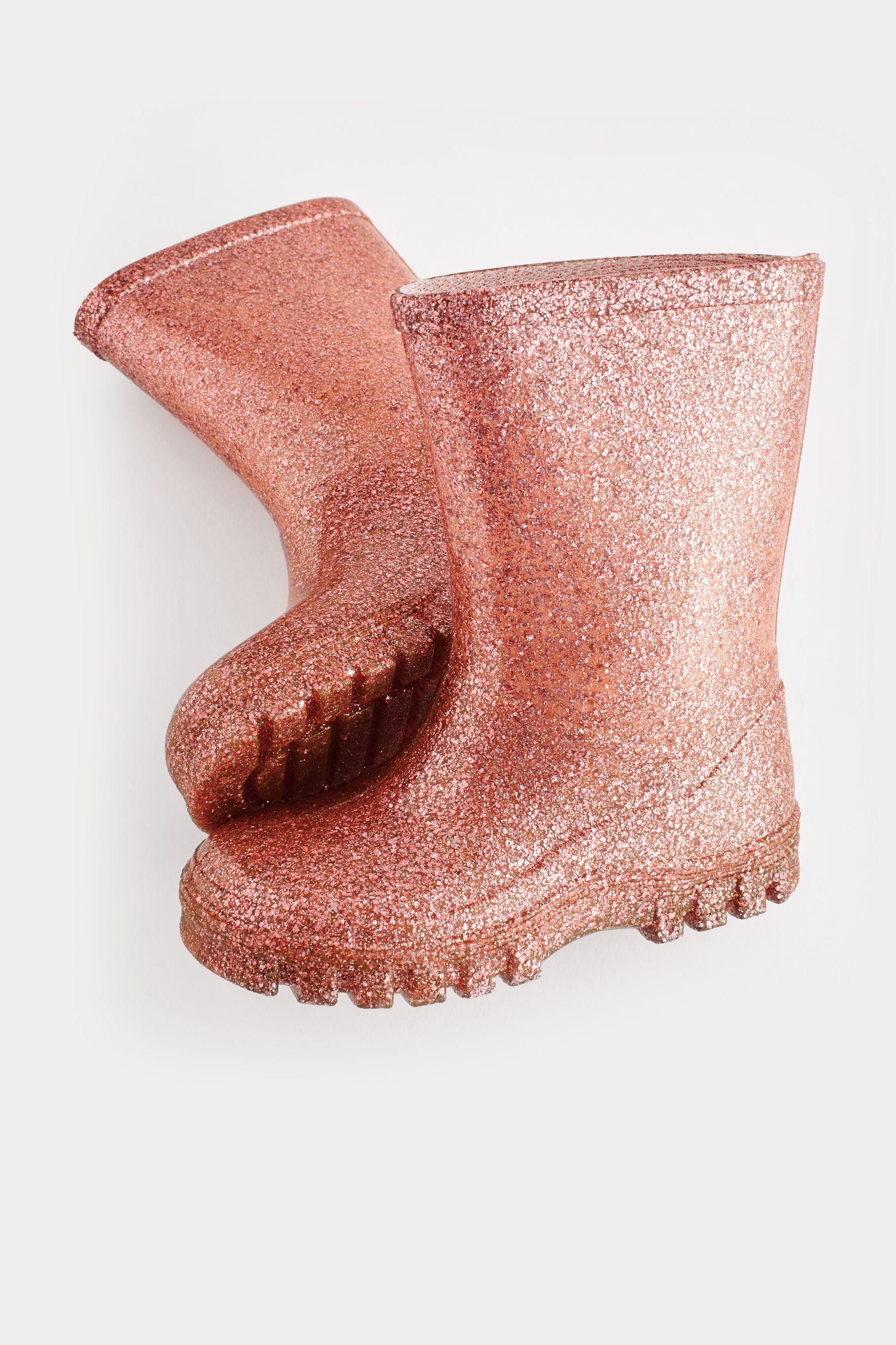 Rose Gold Pink Glitter Wellies