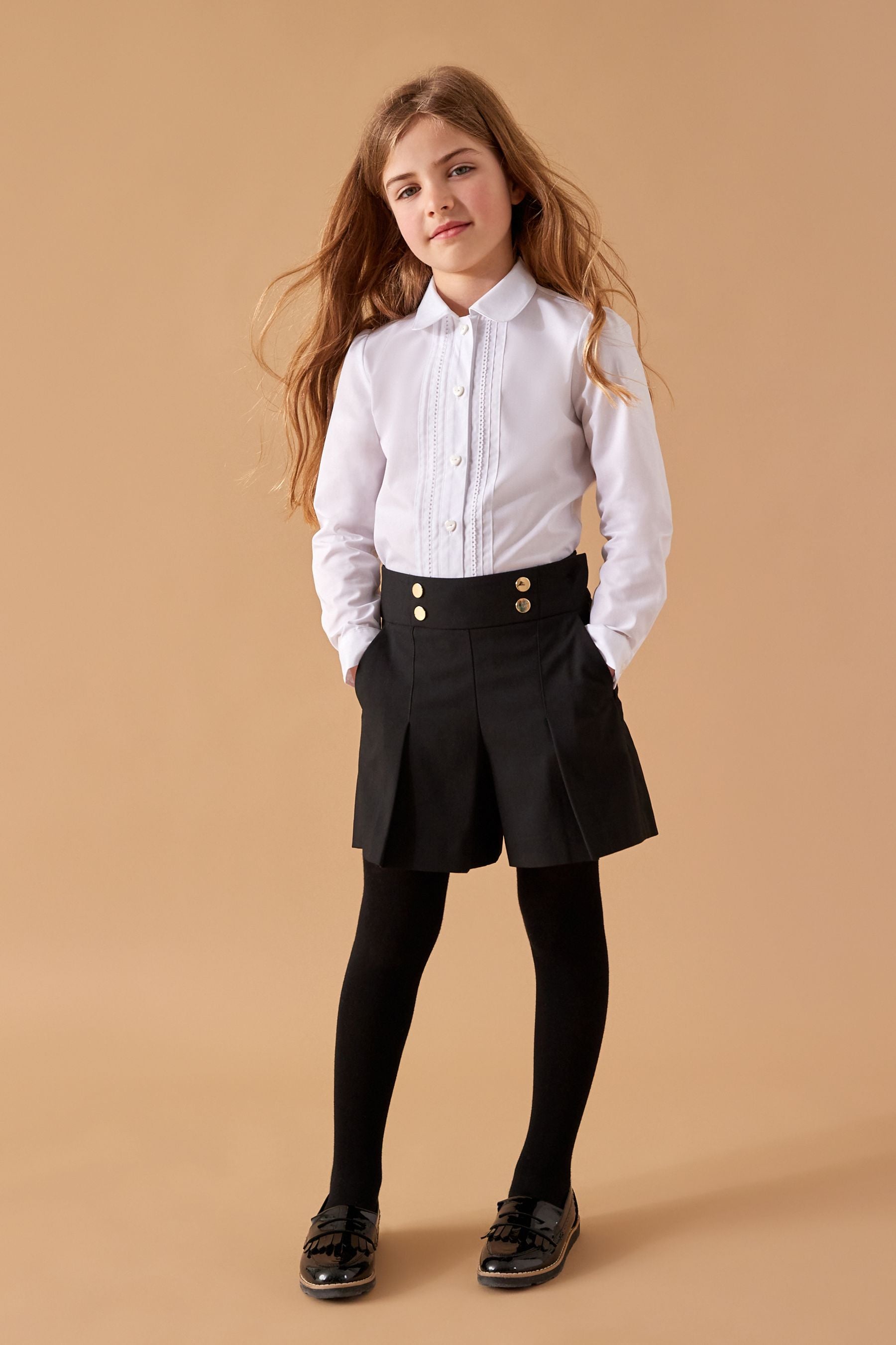 Black High Waisted School Shorts (3-16yrs)