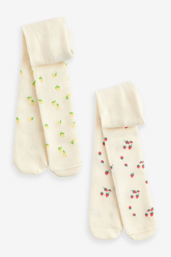 Cream Fruit 2 Pack Baby Tights (0mths-2yrs)