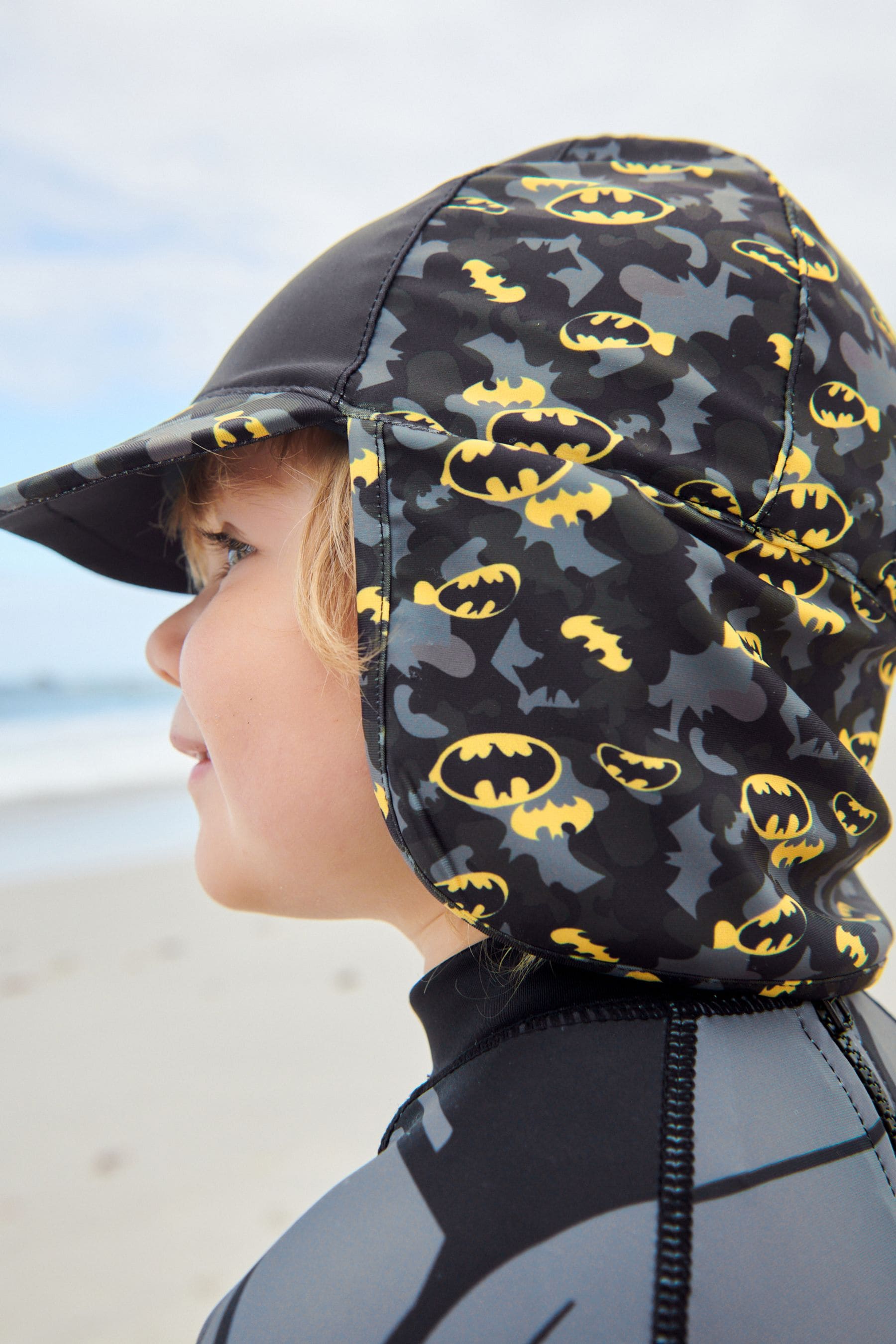 Batman Black Legionnaire Swim Hat (3mths-10yrs)