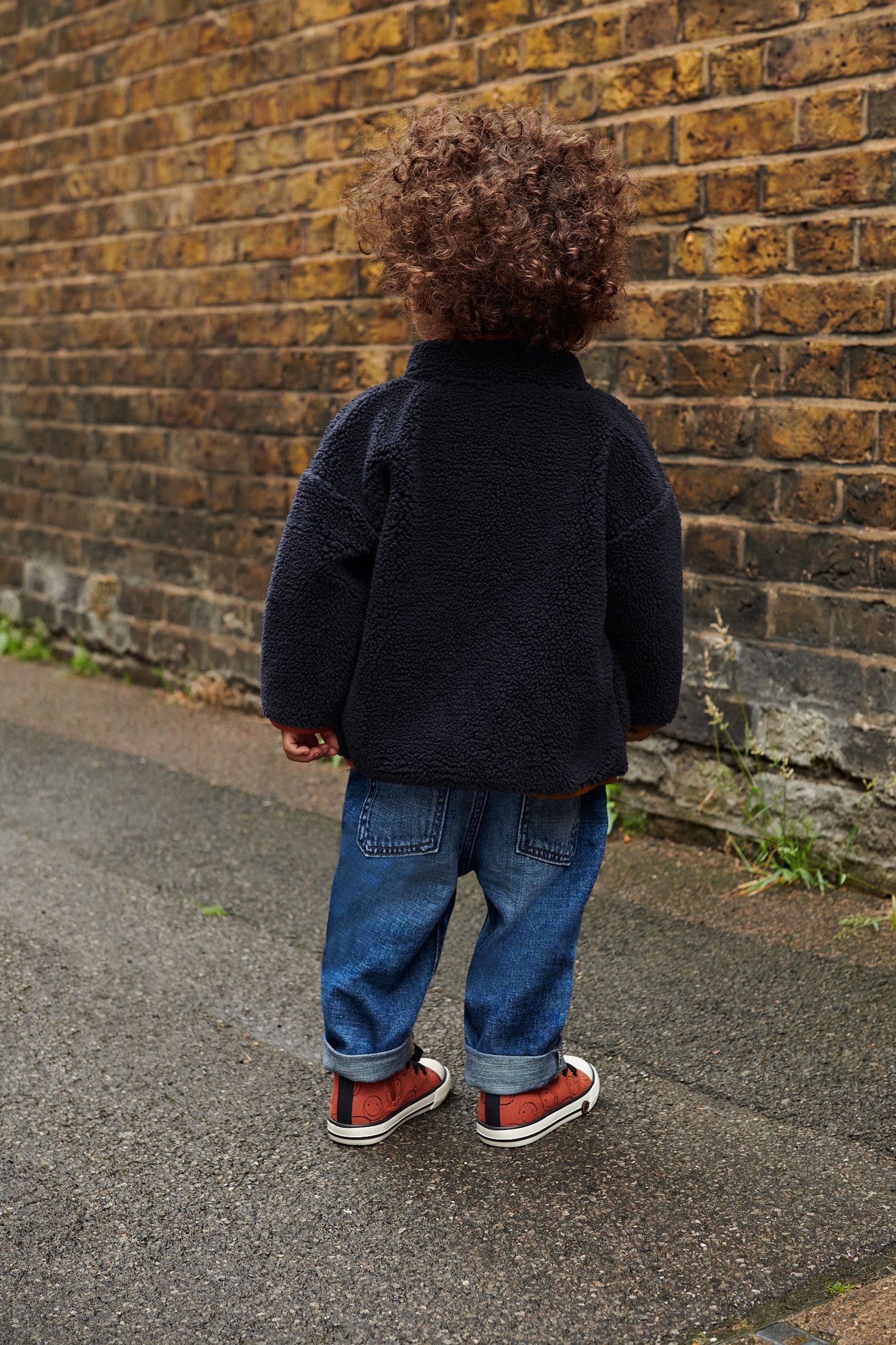 Navy Teddy Borg Fleece Zip Through Jacket (3mths-7yrs)