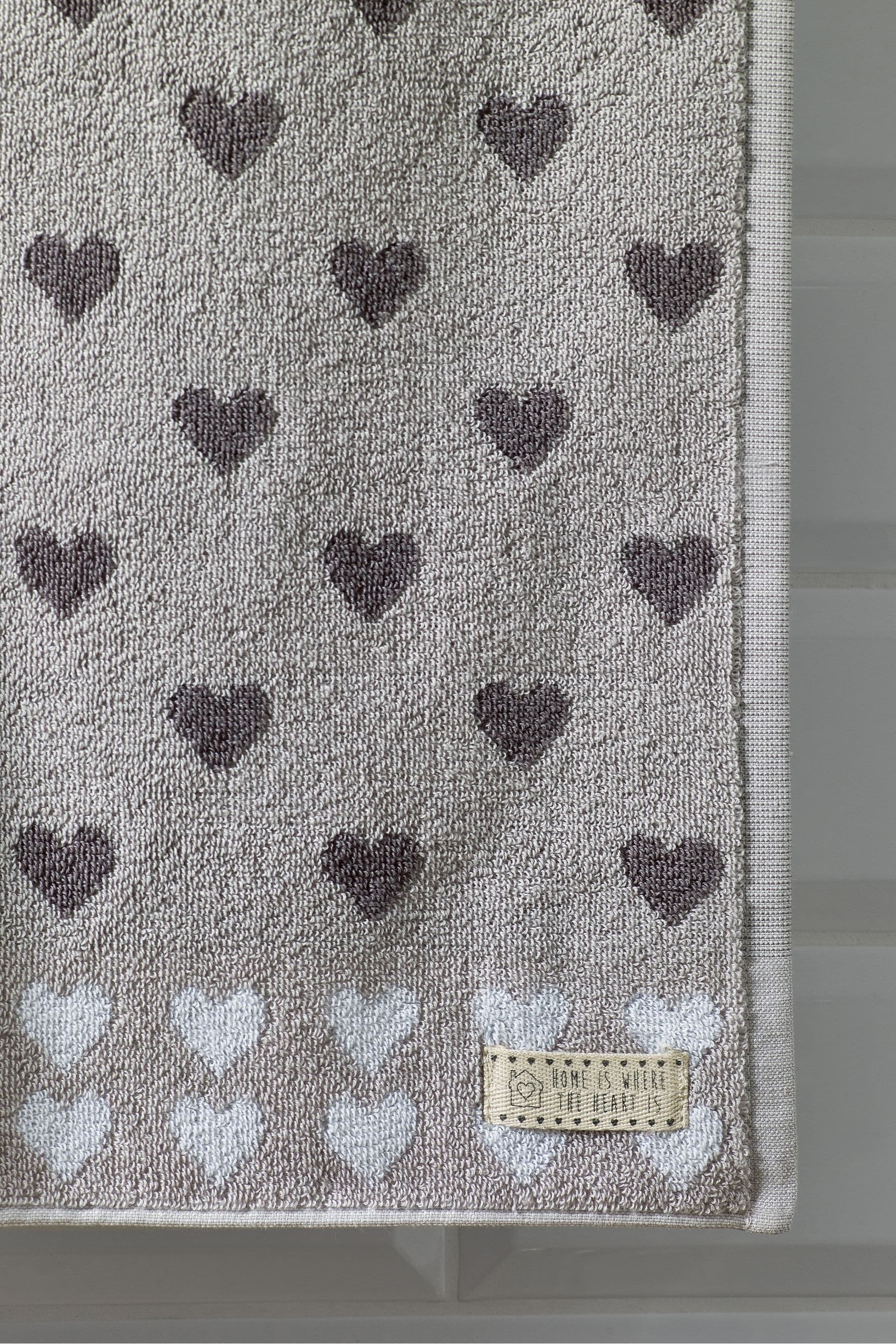 Grey Hearts 100% Cotton Towel