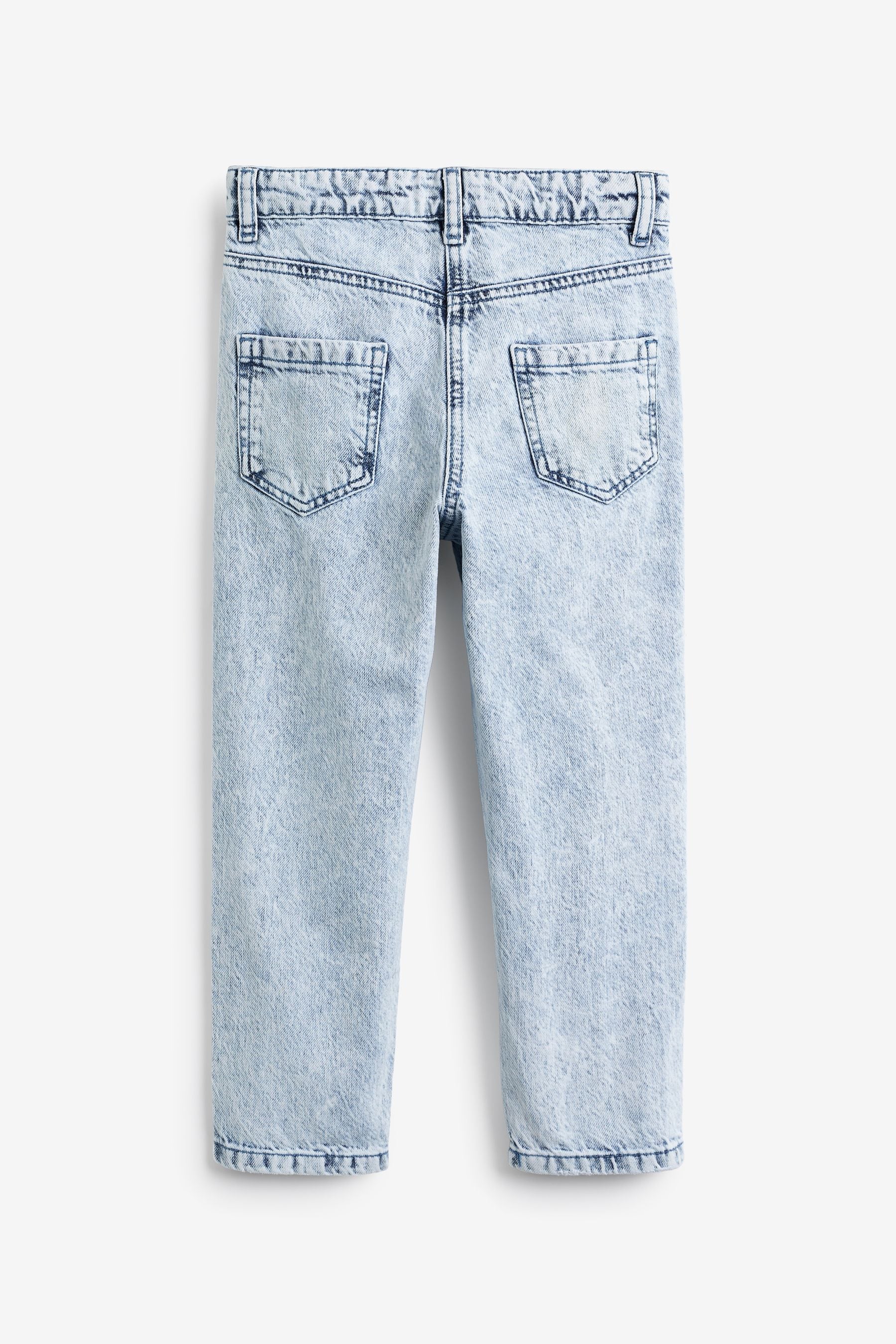 Bleach Wash Distressed Mom 100% Cotton Jeans (3-16yrs)