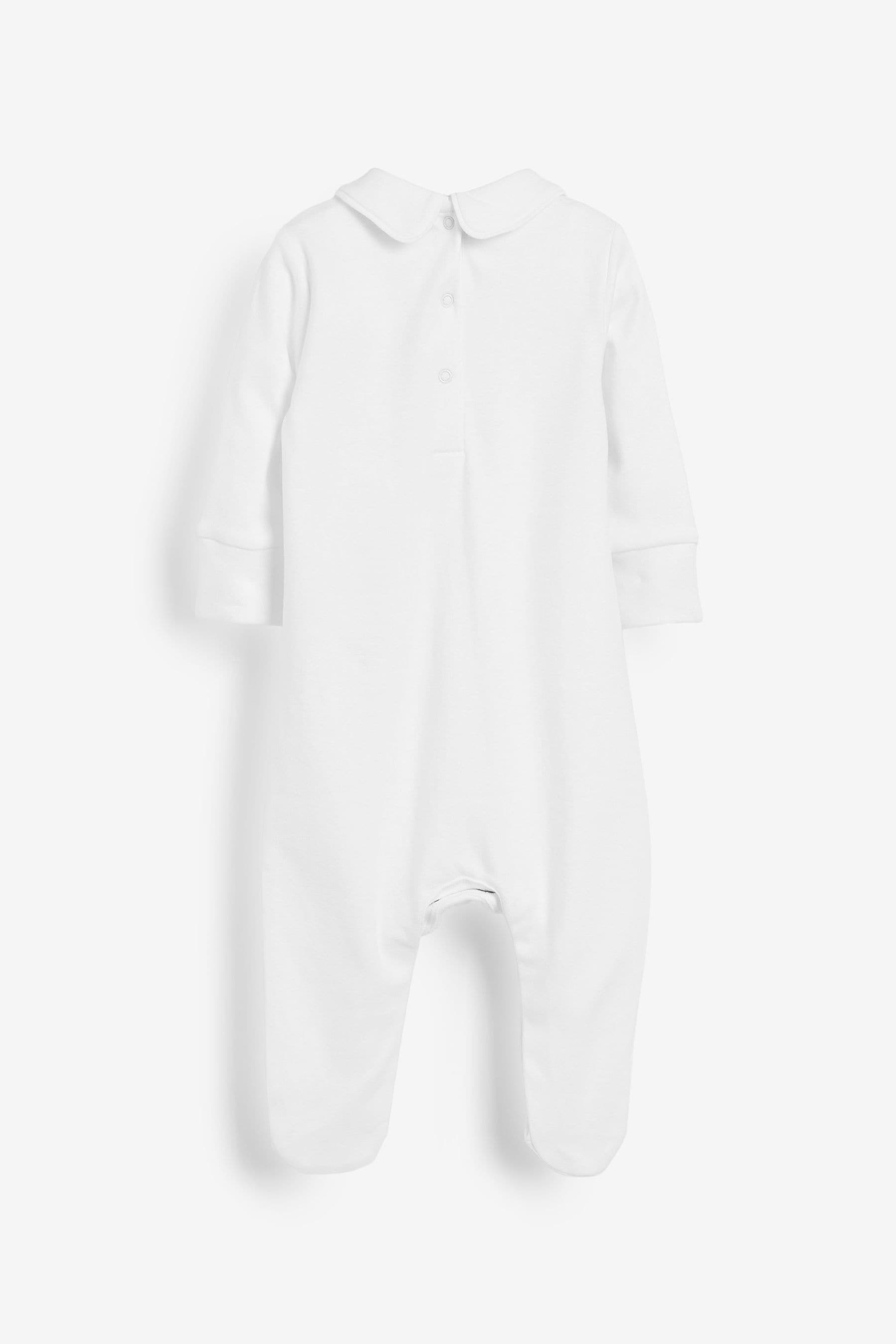 White 100% Cotton Smart Single Sleepsuit (0-2yrs)