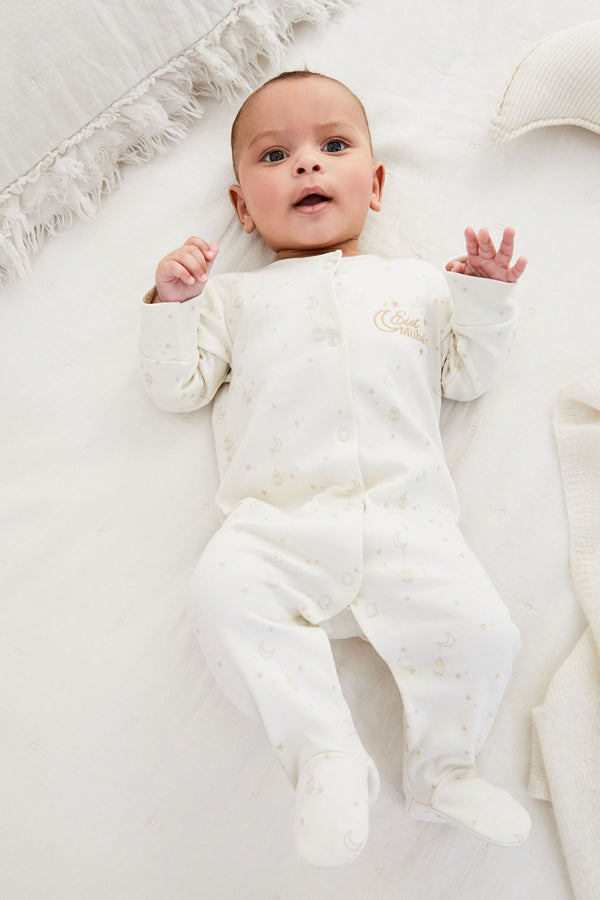 Cream Eid Baby Sleepsuit (0-18mths)