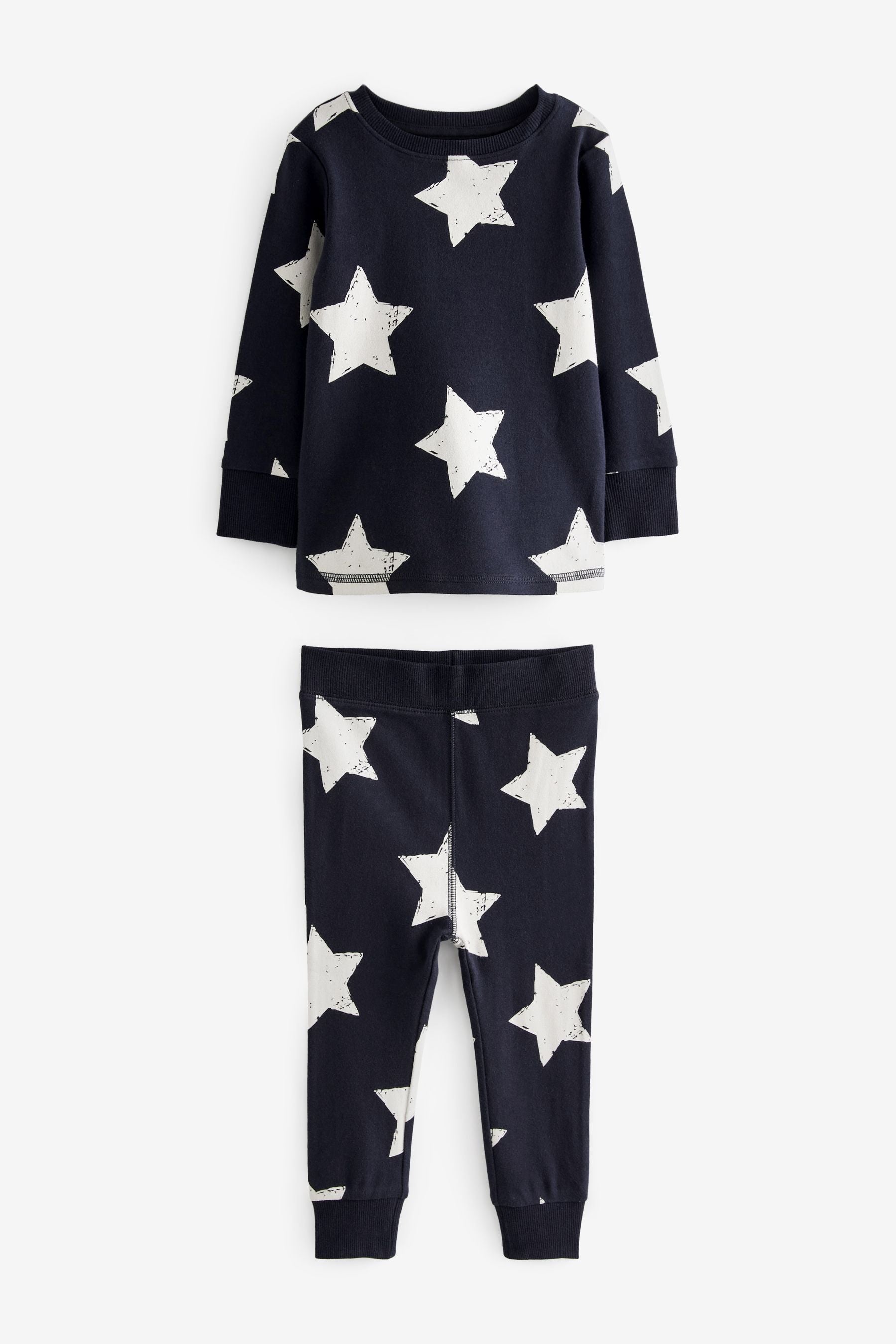 Navy Blue/White Star 3 Pack Snuggle Long Sleeve Pyjamas (9mths-10yrs)