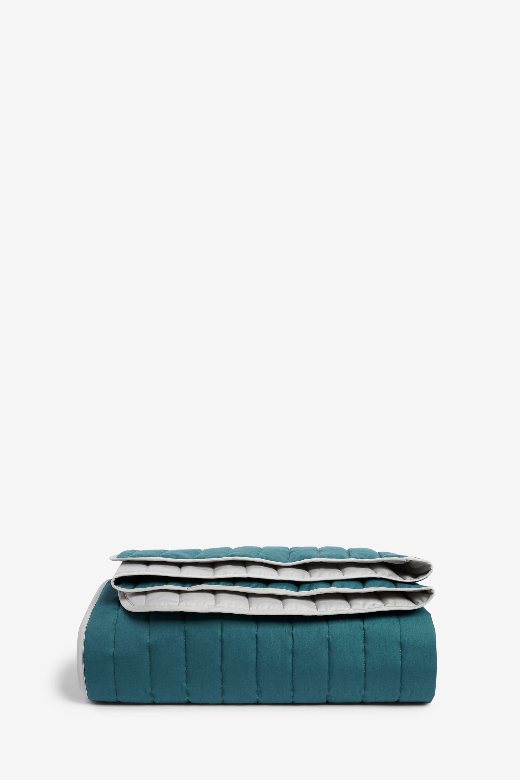 Teal Blue Reversible Cotton Rich Bedspread