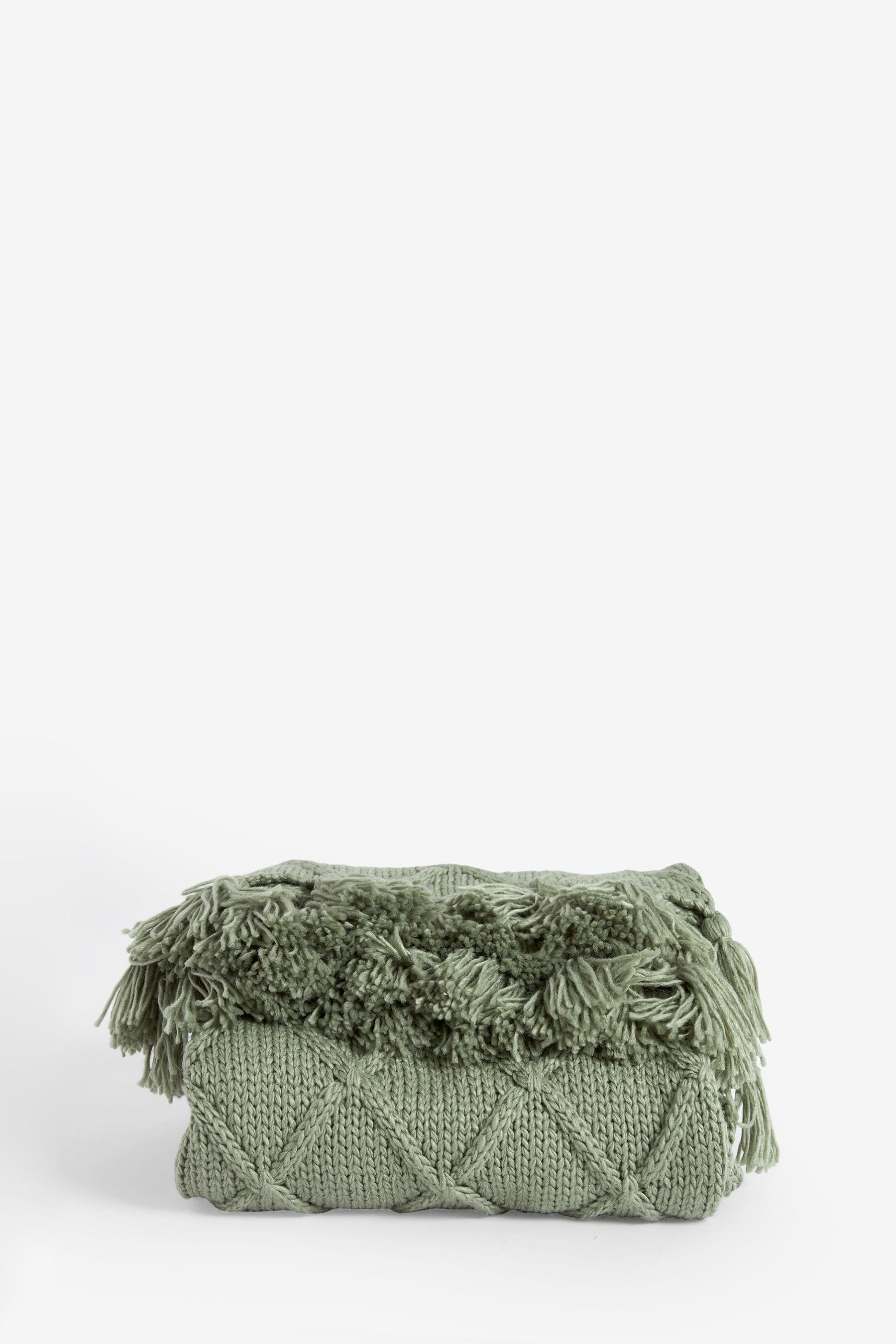 Sage Green Chunky Cable Knit Throw