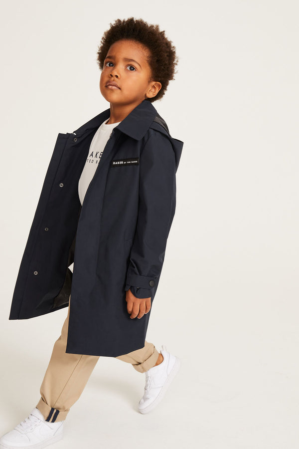 Baker by Ted Baker Navy Blue Smart Shower Resistant Trench Coat