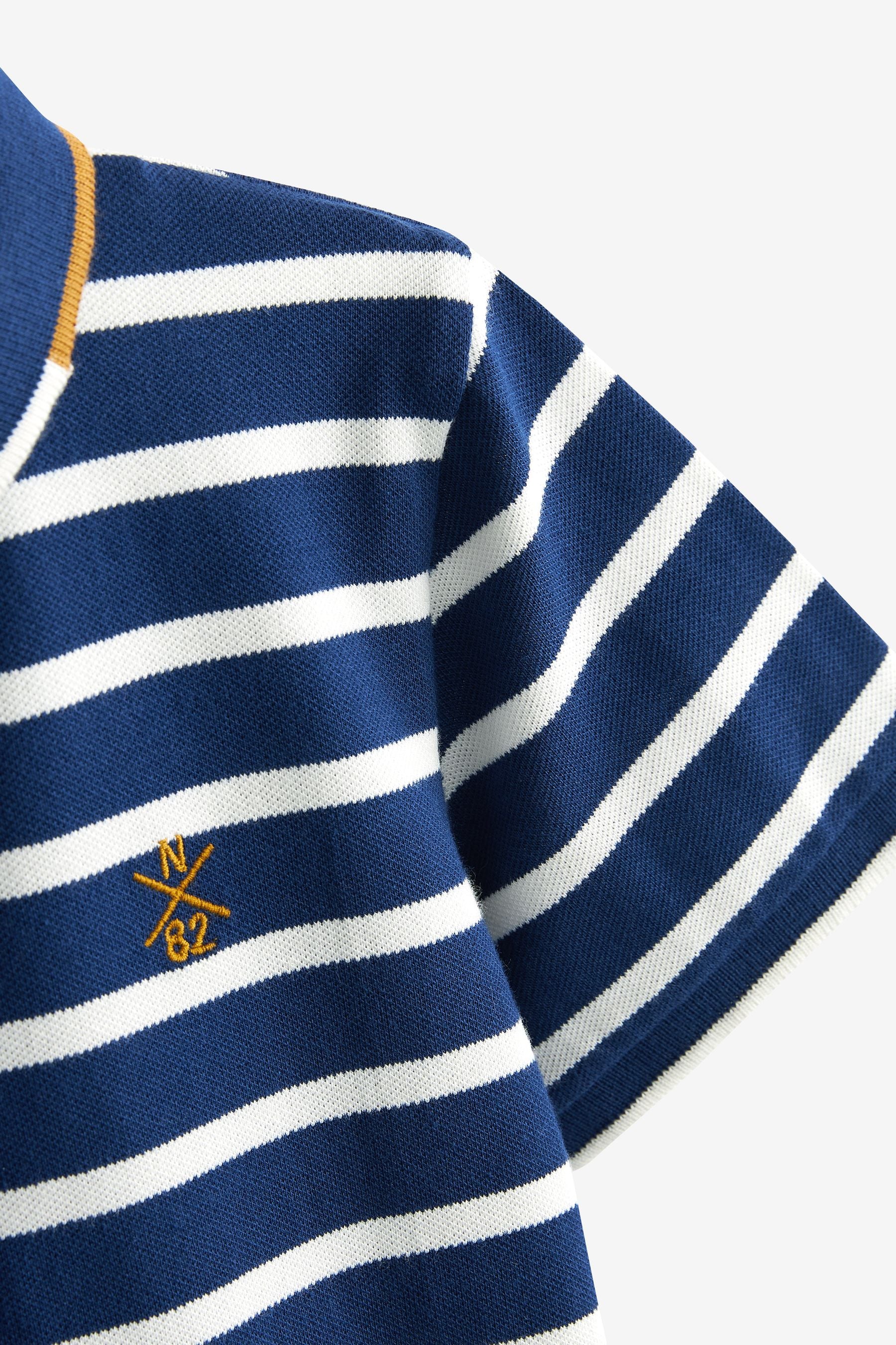 Navy Blue Short Sleeve Stripe Polo Shirt (3-16yrs)