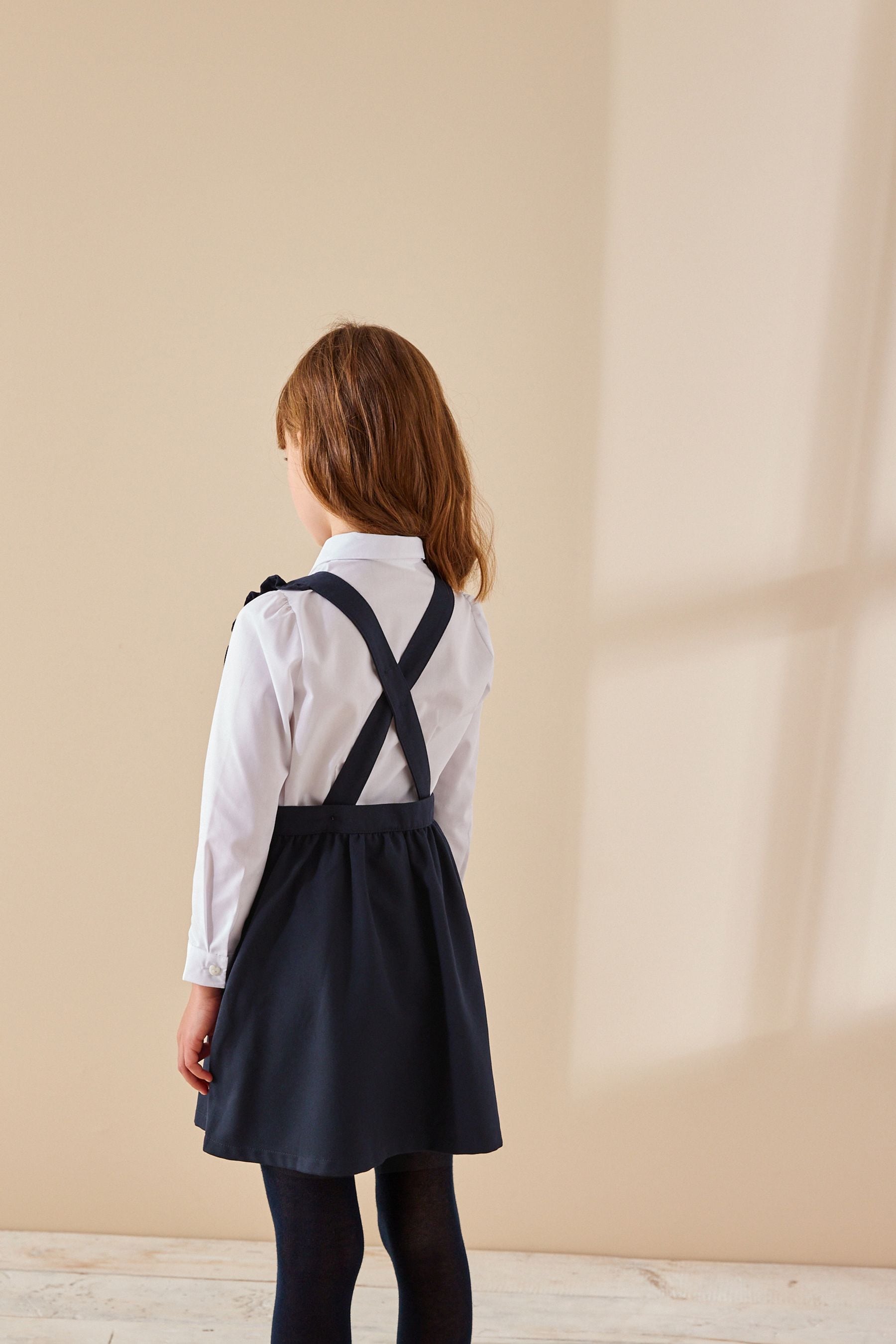 Navy Blue Ruffle Detail Pinafore School Dress (3-14yrs)