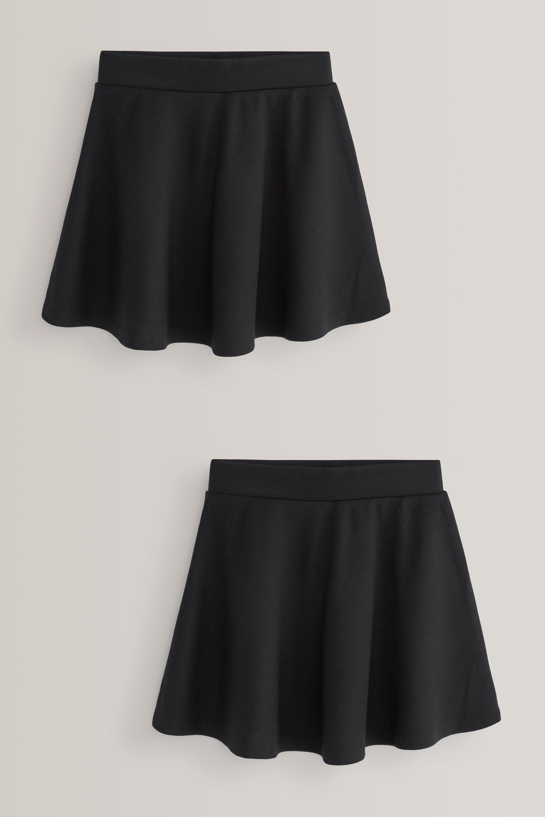 Black 2 Pack Jersey Stretch Pull-On Waist School Skater Skirts (3-17yrs)