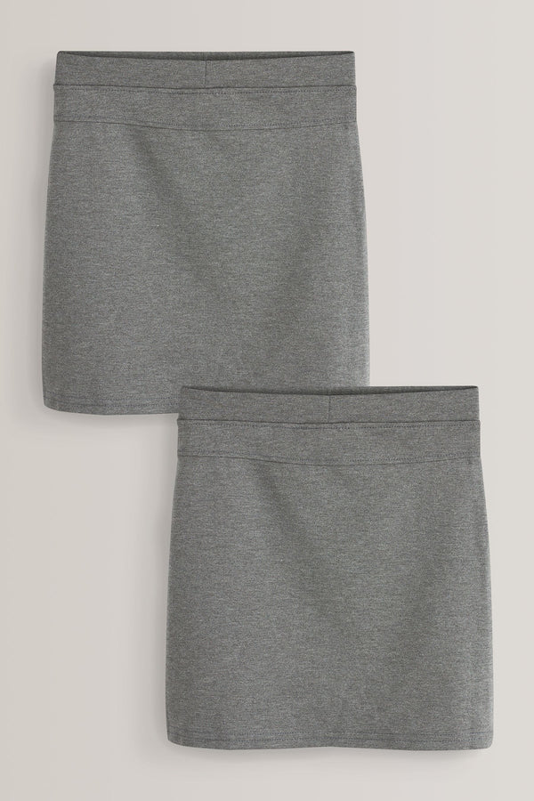 Grey 2 Pack Pull-On Jersey Stretch School Pencil Skirts (3-17yrs)