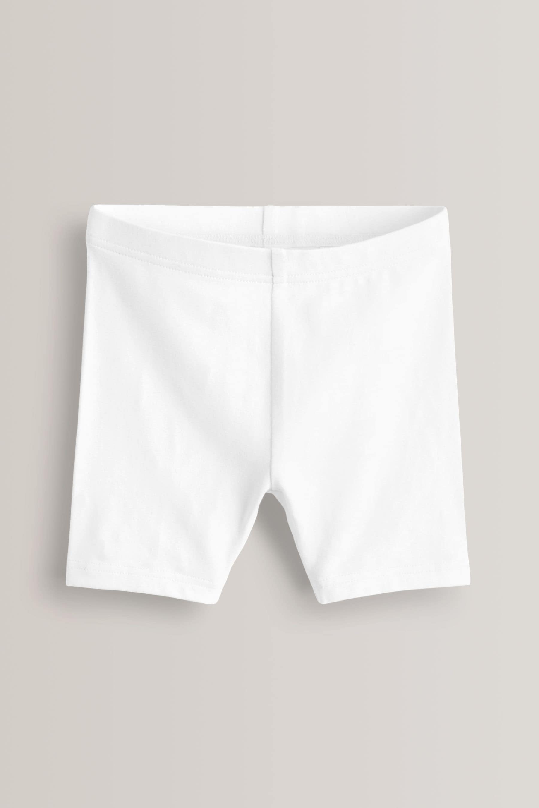 White Regular Length 5 Pack Cotton Rich Stretch Cycle Shorts (3-16yrs)