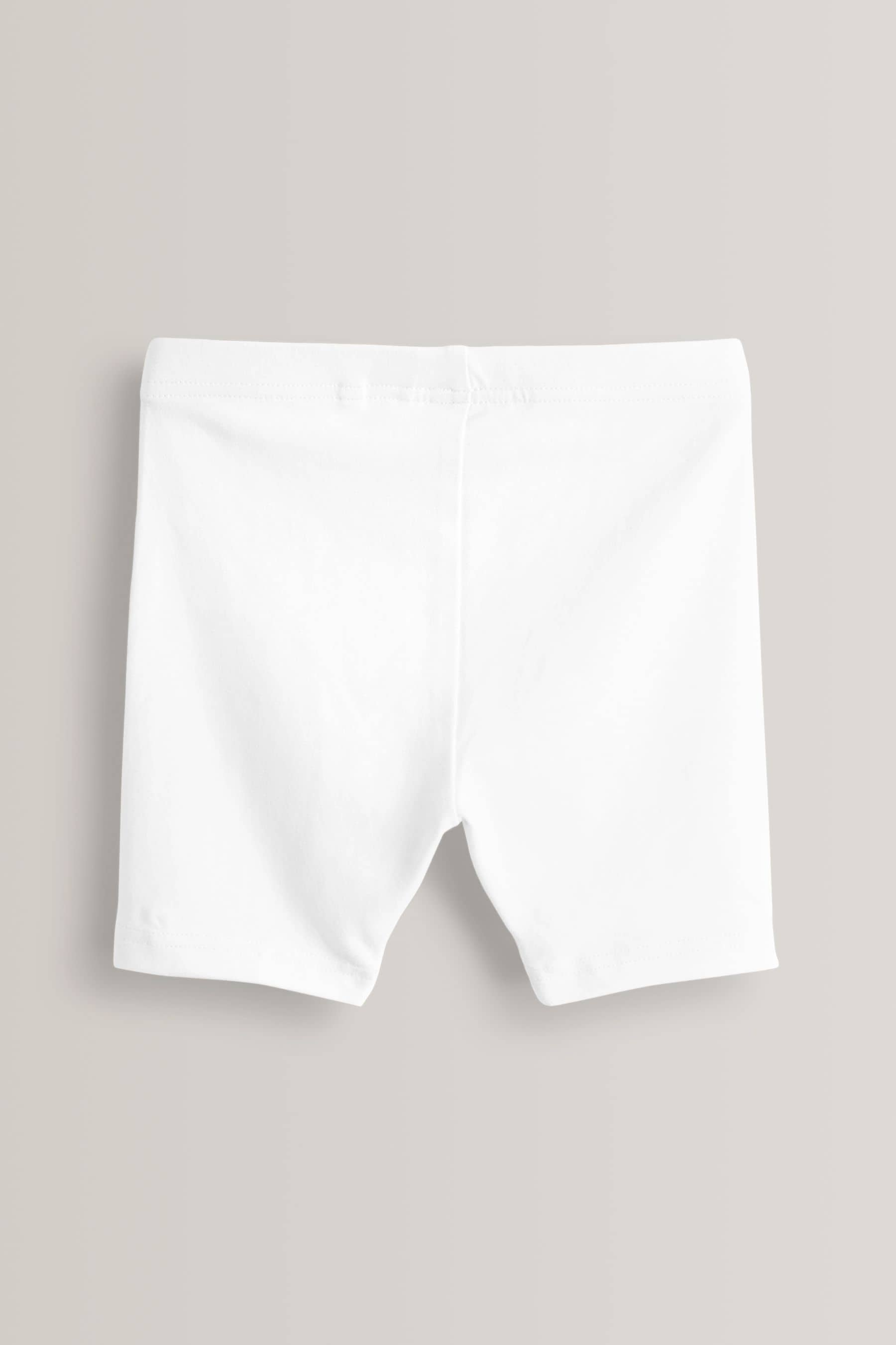 White Regular Length 5 Pack Cotton Rich Stretch Cycle Shorts (3-16yrs)