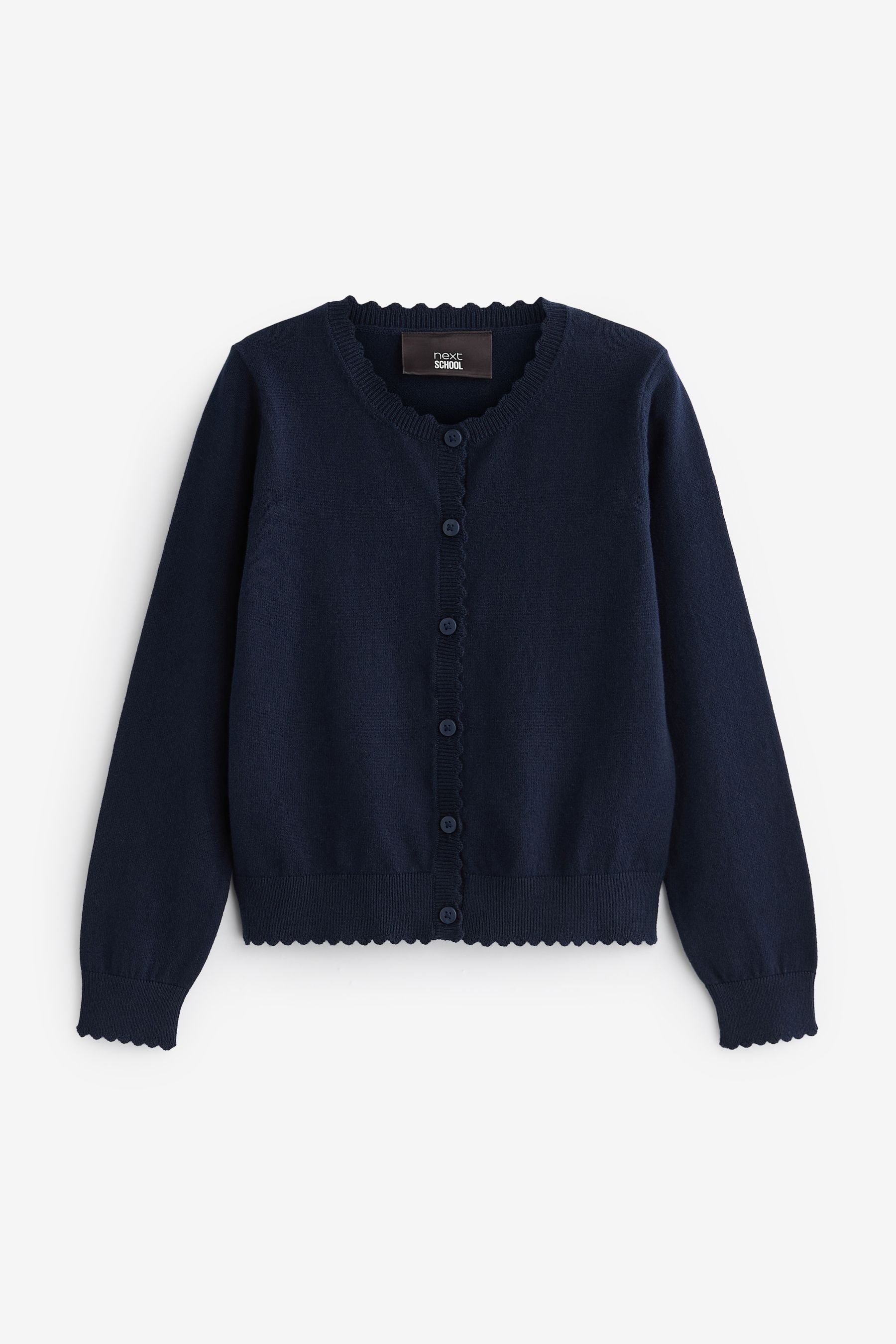 Navy Blue Cotton Rich Scalloped Edge School Cardigan (3-16yrs)