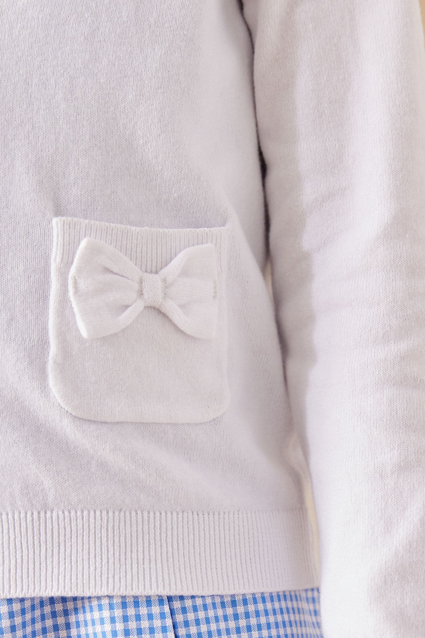 White Cotton Rich Bow Pocket School Cardigan (3-16yrs)