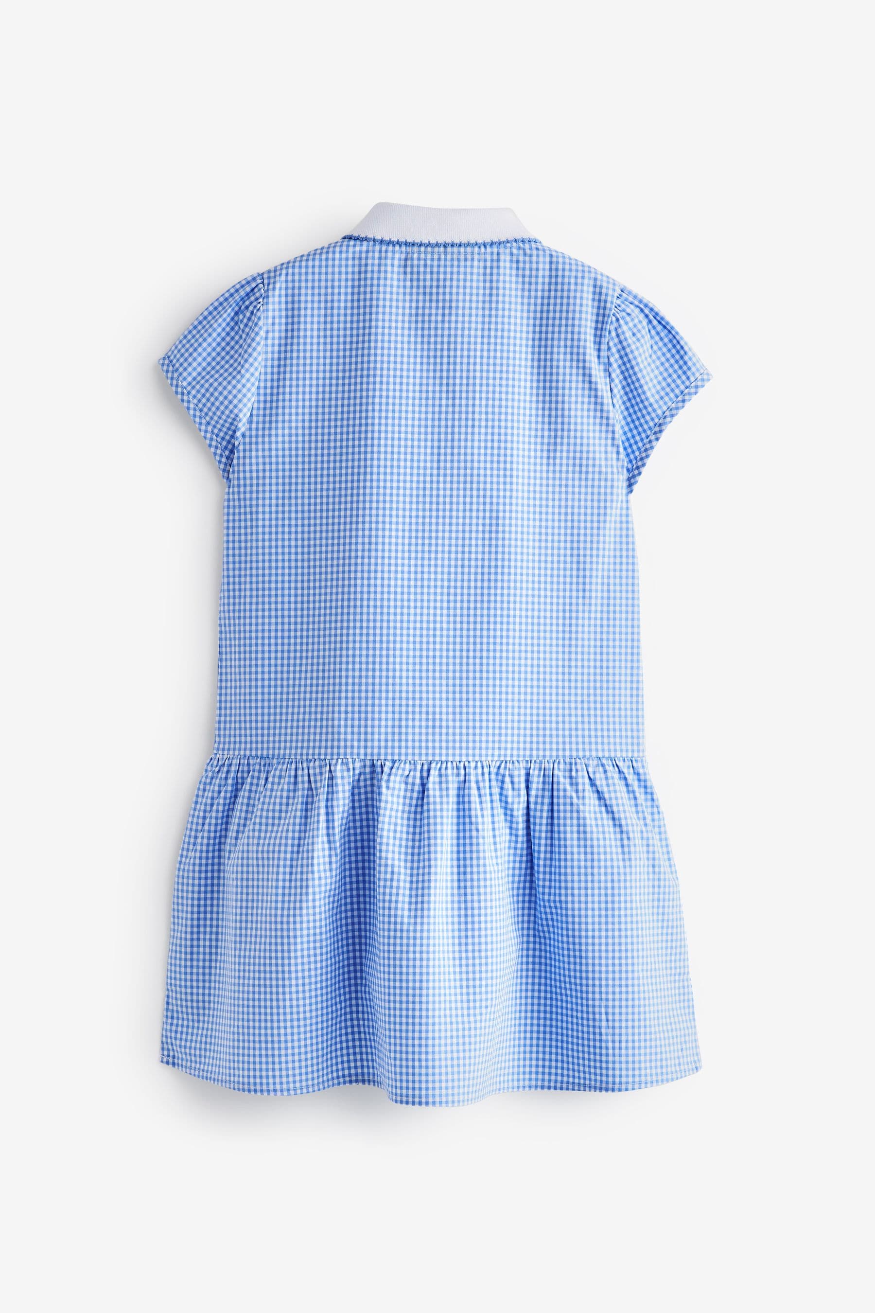 Blue Zip Front Cotton Rich Gingham School Dress (3-14yrs)